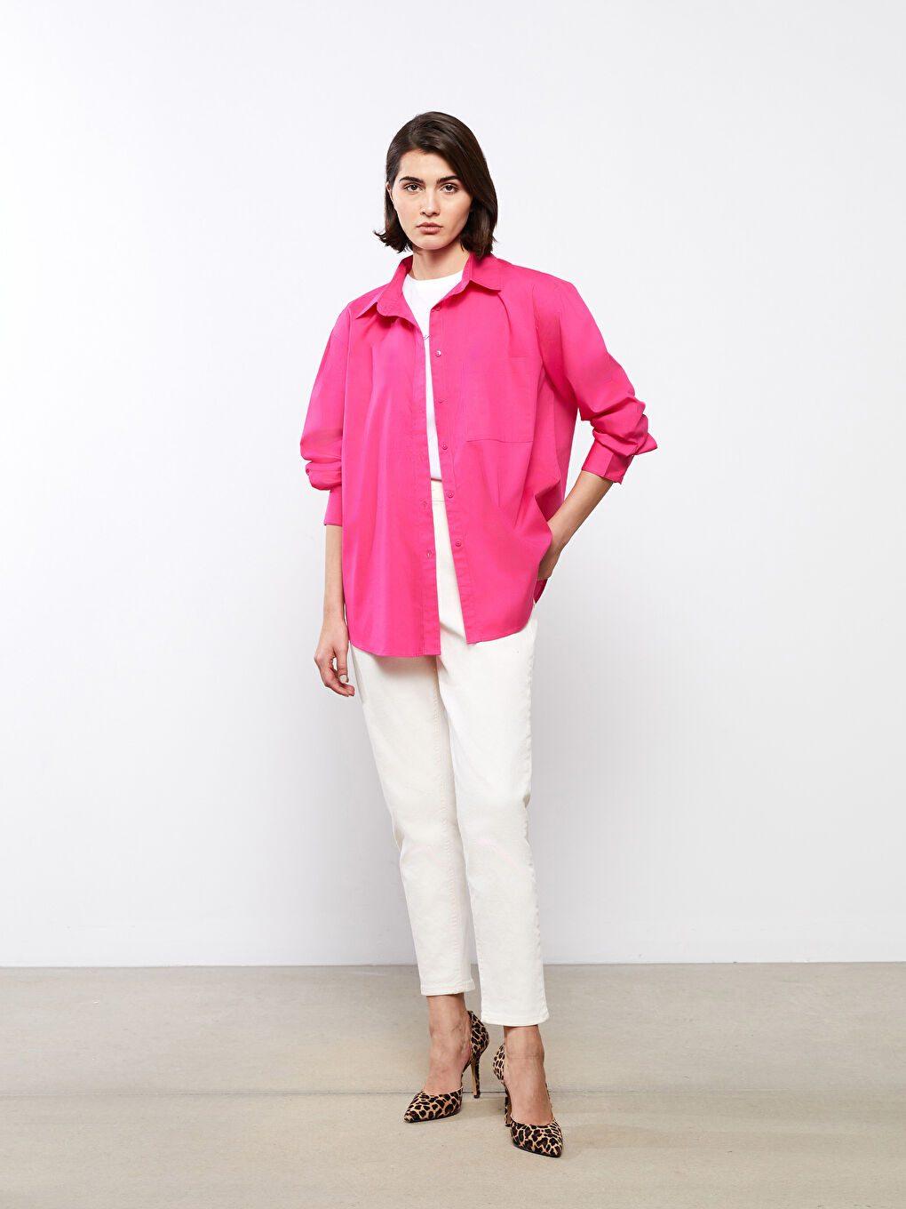 Oversize Poplin Women's Shirt-2