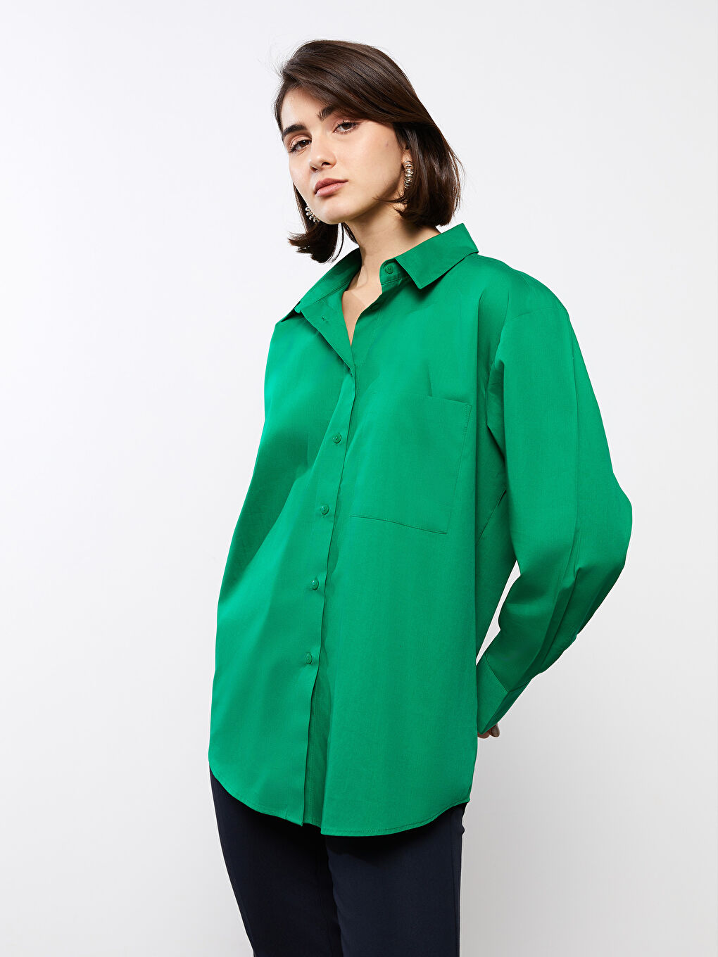 Ženska široka poplin košulja -S36472Z8-R32