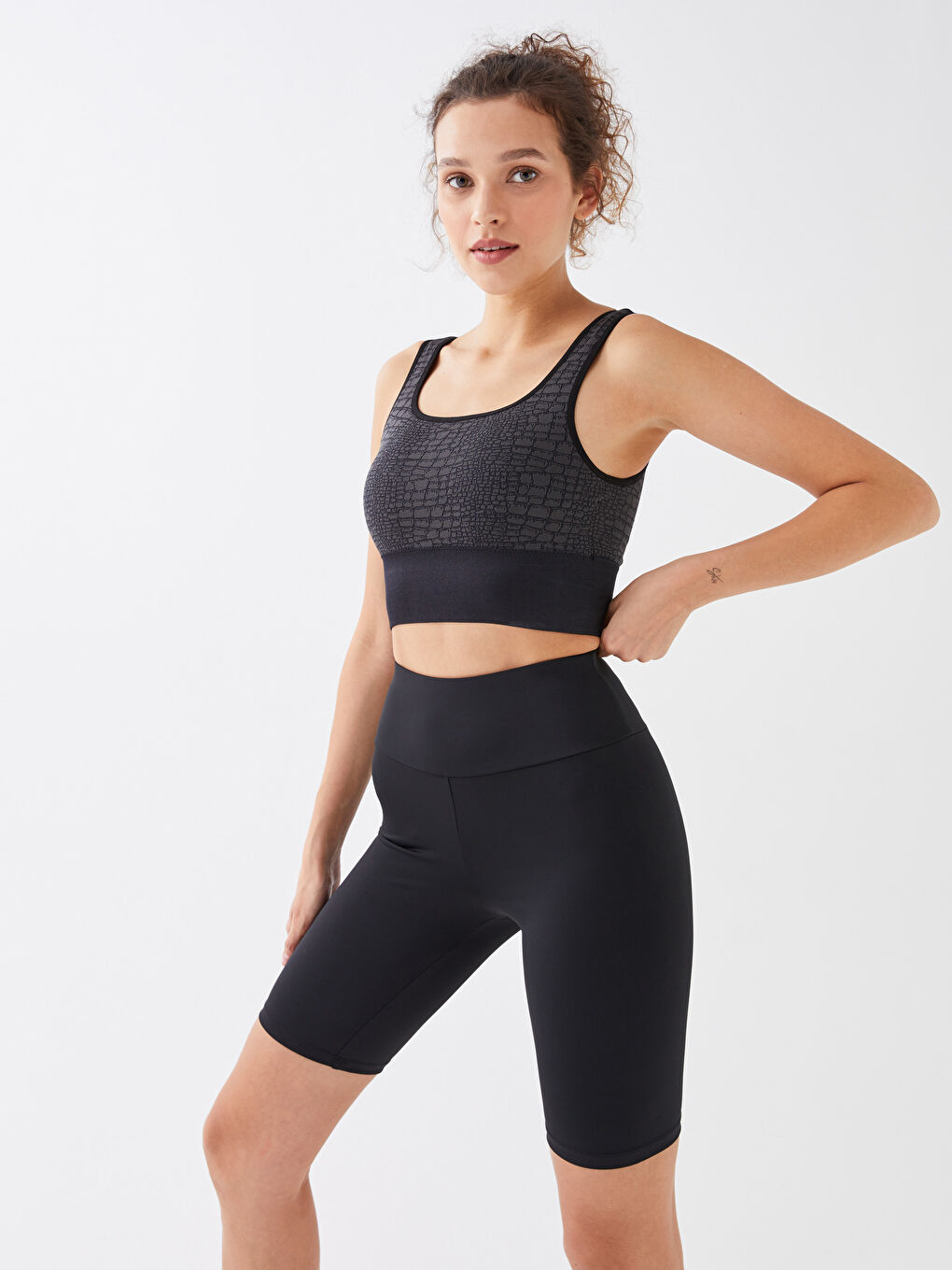 XSIDE ACTIVE Women's Elastic Waist Plain Sports Shorts Leggings -S36493Z8-RQN