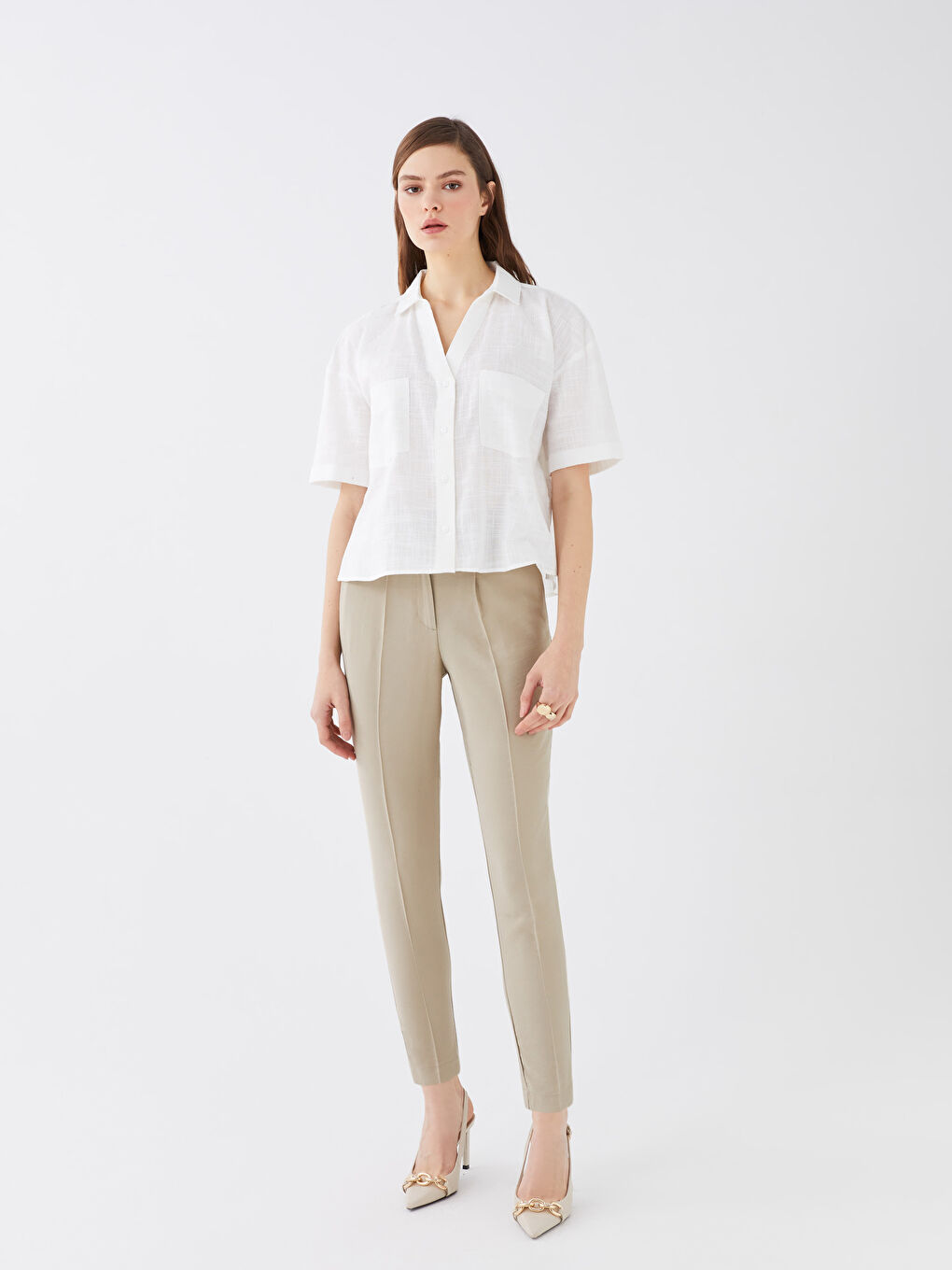 Chemise Coupe Courte à Motifs Manches Courtes pour Femmes-2