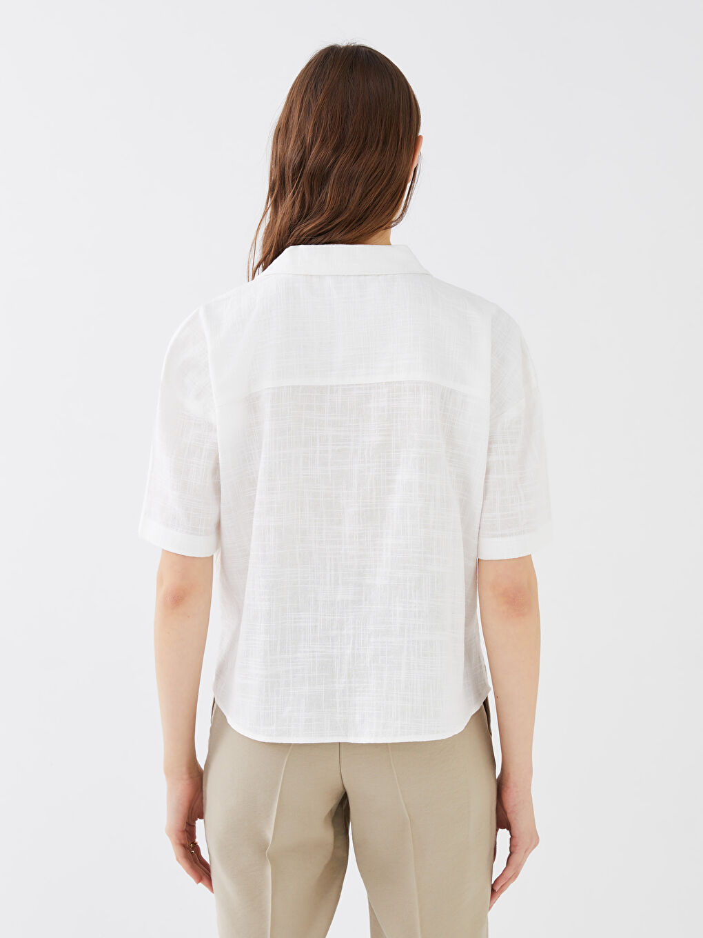 Chemise Coupe Courte à Motifs Manches Courtes pour Femmes-4