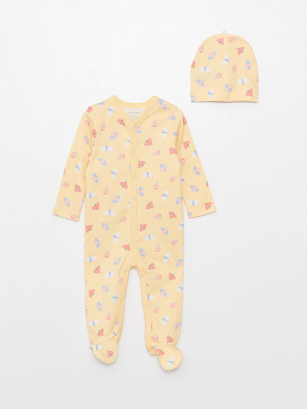 Bisiklet Yaka Uzun Kollu Baskılı Kız Bebek Hastane Çıkış Seti 3'lü-1