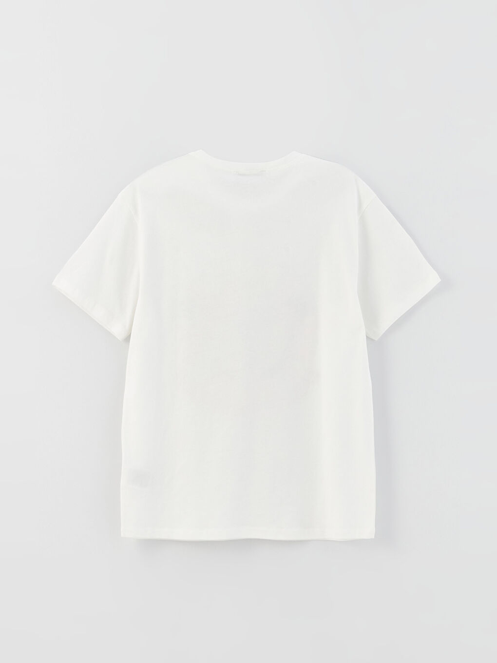 Ekru Kadın Bisiklet Yaka Baskılı Kısa Kollu Tişört-6