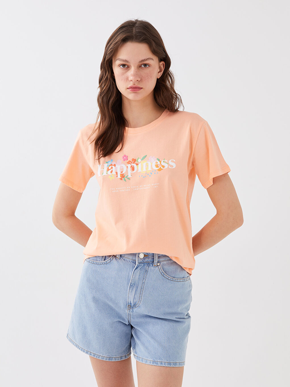 Women's Crew Neck Printed T-Shirt-1