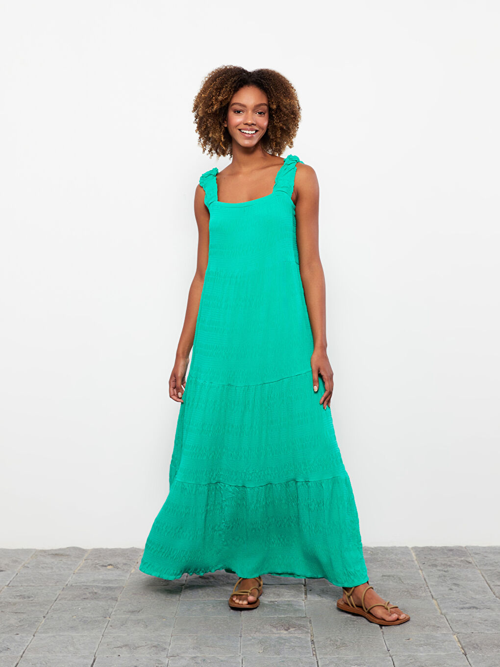 LCW ECO Women U Neck Strap Straight Dress -S36521Z8-PZS