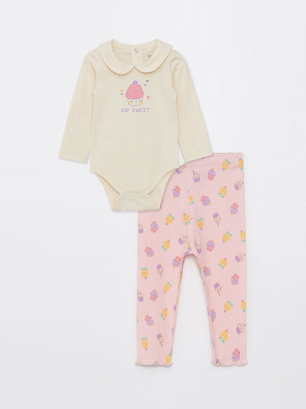 LCW baby Ensemble 3 Pièces Bébé Fille Imprimé Manches Longues Col Bébé Fermeture à Pression -S36527Z1-KXP