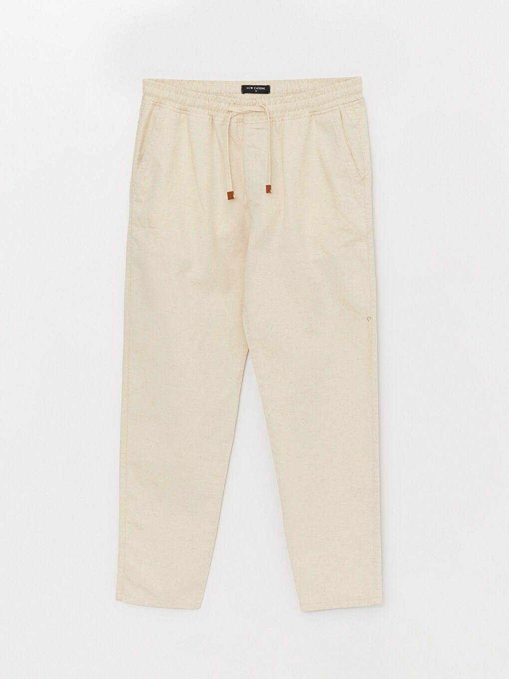 Bej Slim Fit Keten Karışımlı Erkek Pantolon-5