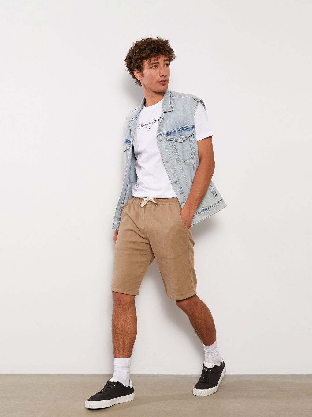 Standard Fit Linen Blended Men's Bermuda Shorts -S36537Z8-SV5