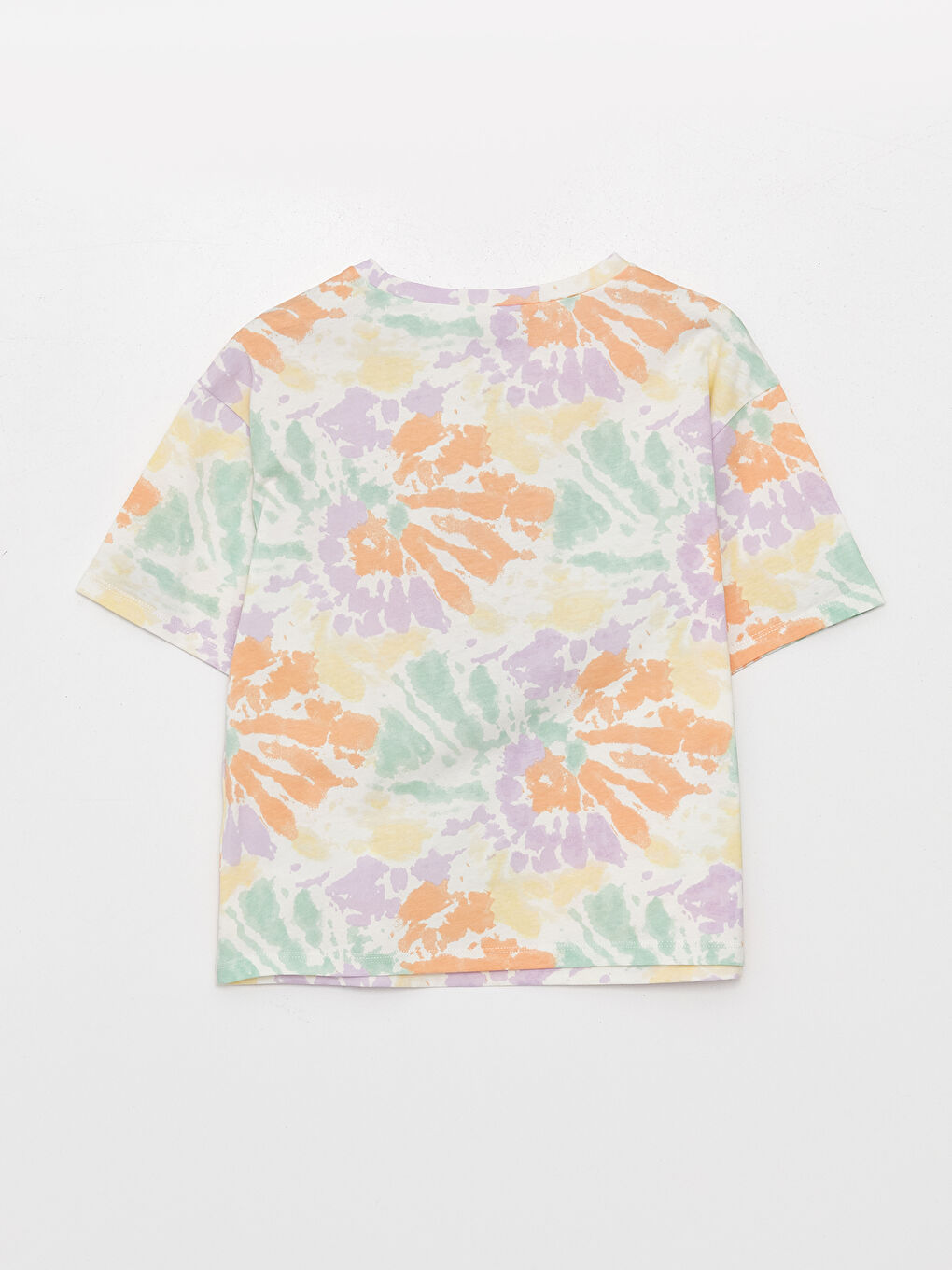 Karışık Bisiklet Yaka Daisy Duck Baskılı Kısa Kollu Pamuklu Kız Çocuk Tişört-1