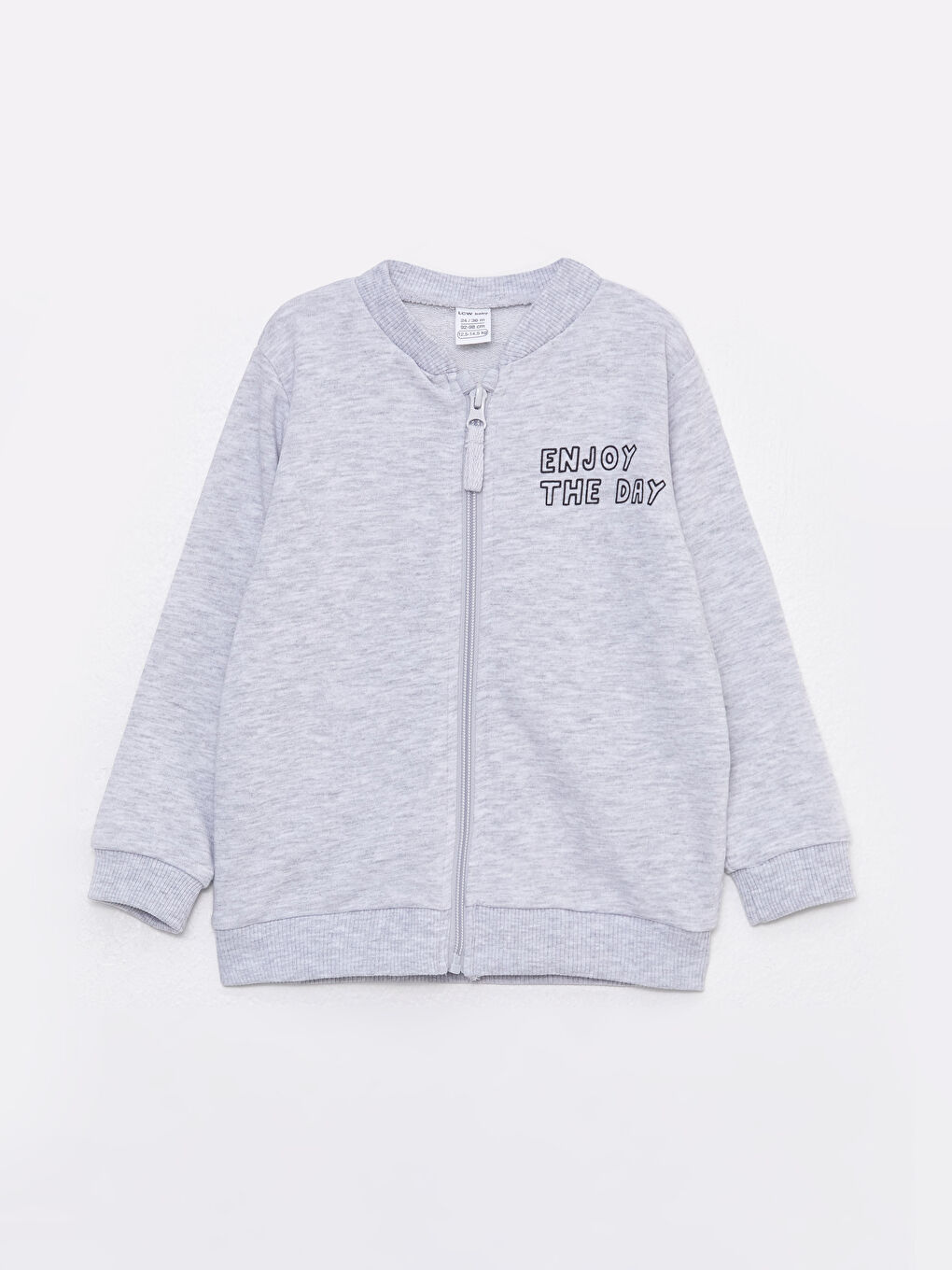 LCW baby Beyaz Bisiklet Yaka Uzun Kollu Nakış Detaylı Erkek Bebek Fermuarlı Sweatshirt