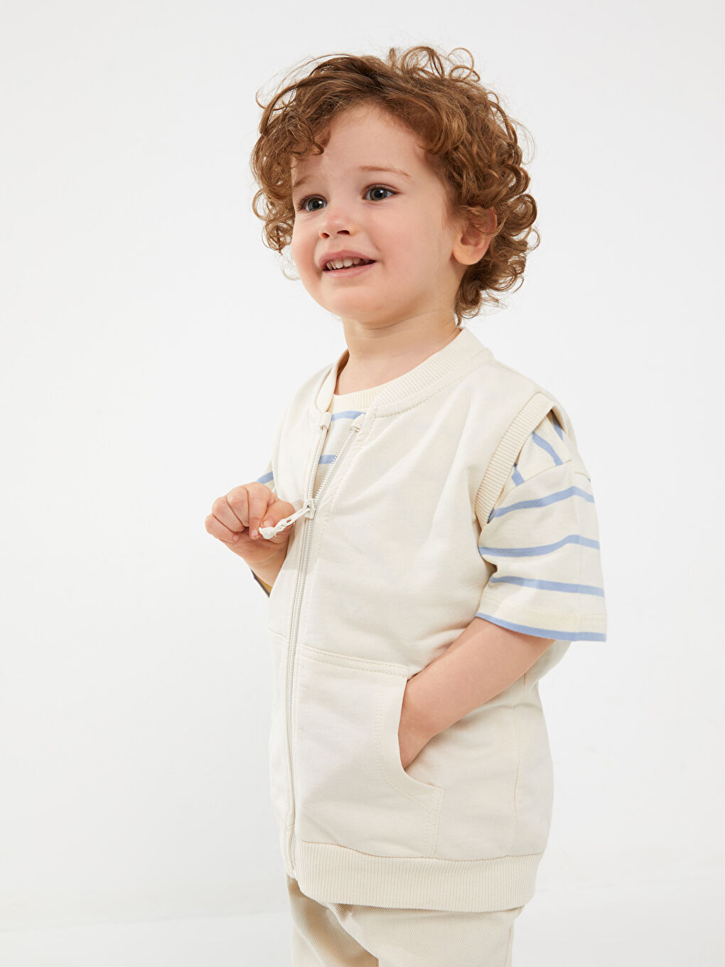 Vestă pentru Bebeluși Băieți cu Fermoar și Guler Rotund