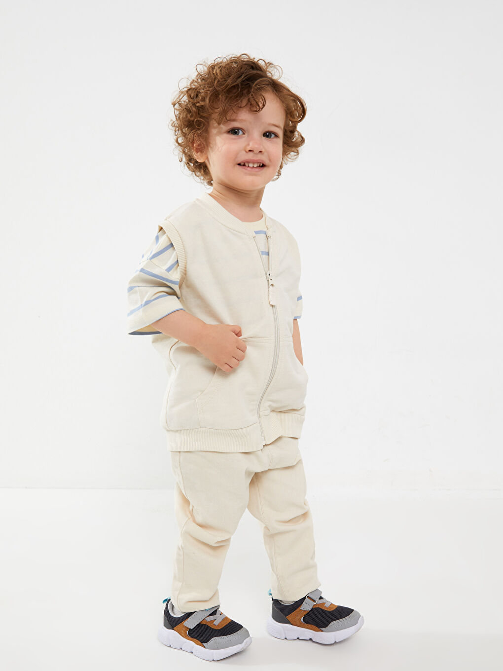 Vestă pentru Bebeluși Băieți cu Fermoar și Guler Rotund-1