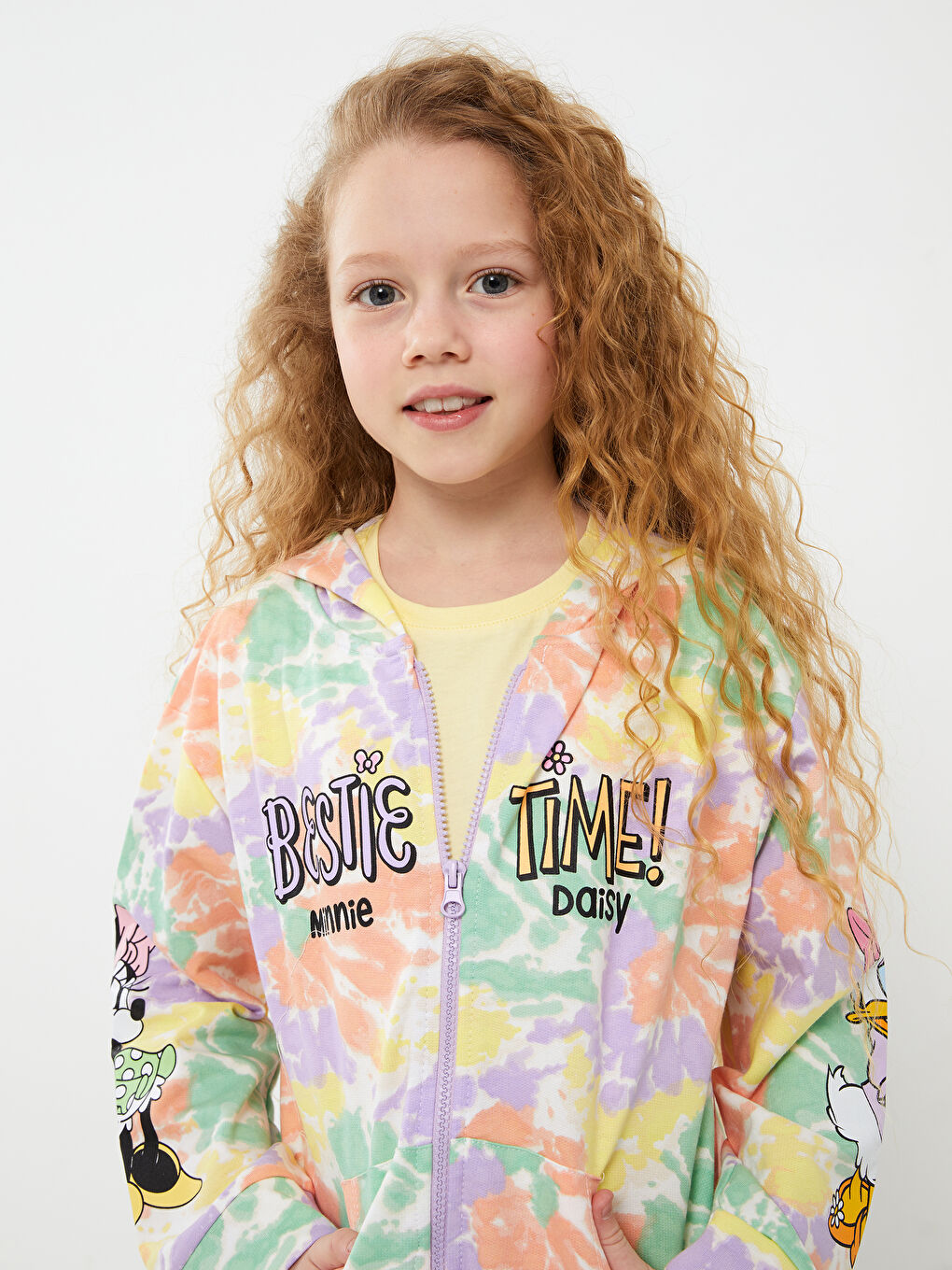 Толстовка для девочек с Минни Маус и Дейзи Дак, с принтом, с длинным рукавом, на молнии-1