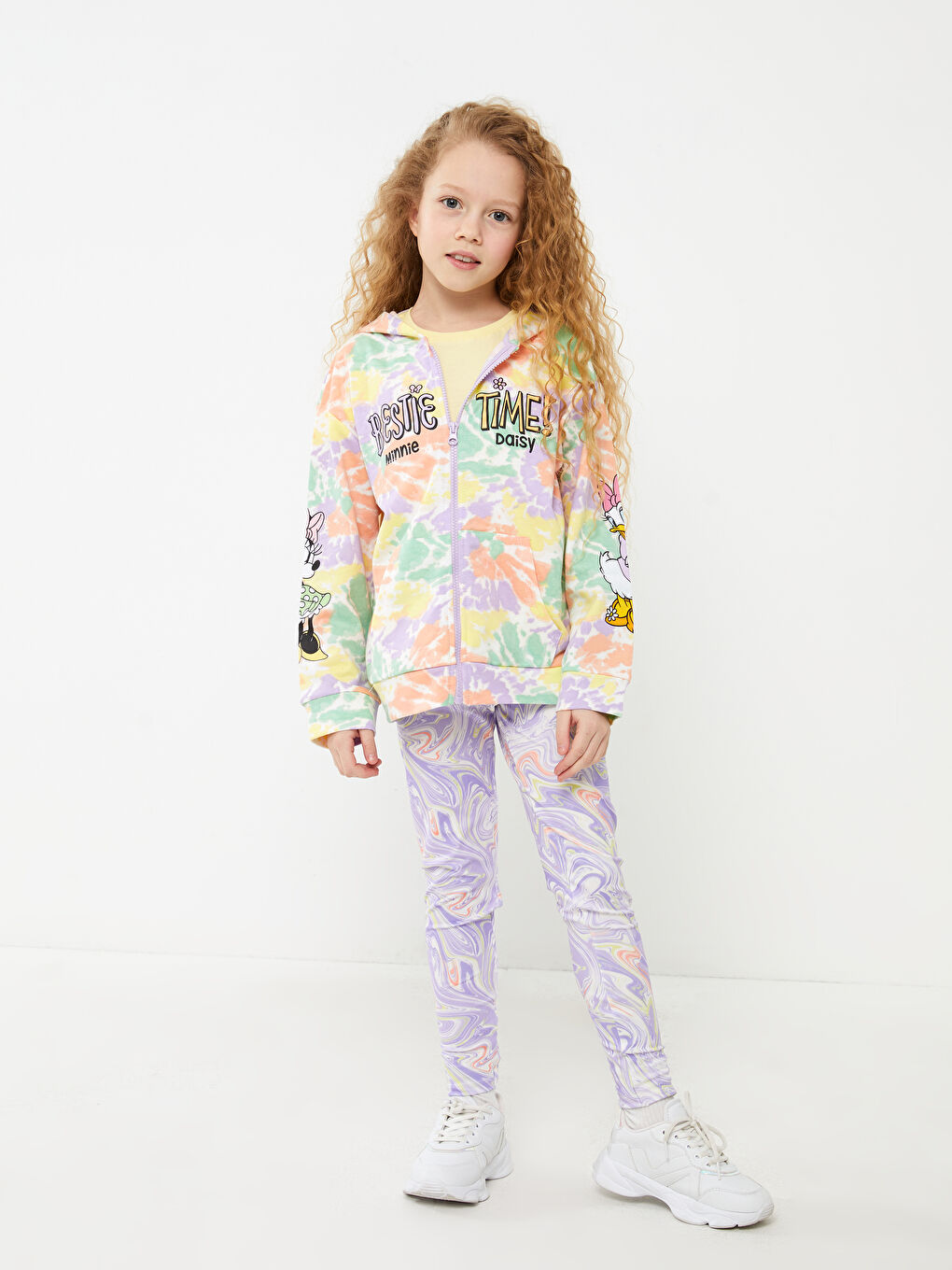 Толстовка для девочек с Минни Маус и Дейзи Дак, с принтом, с длинным рукавом, на молнии-3