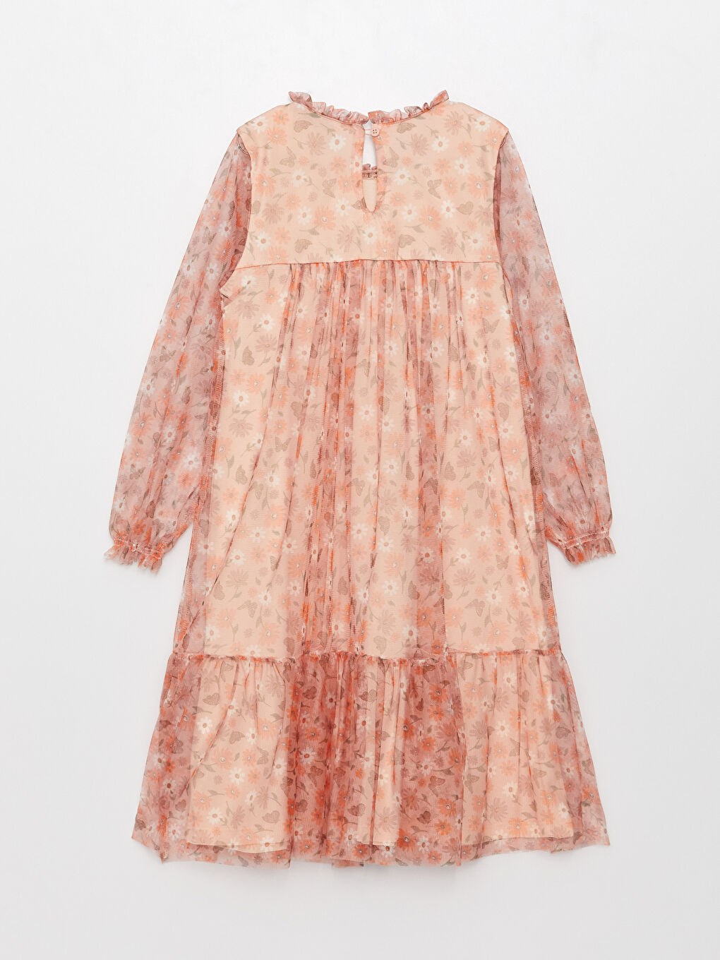Crew Neck Patterned Long Sleeve Girls' Dress -S36585Z4-F9C