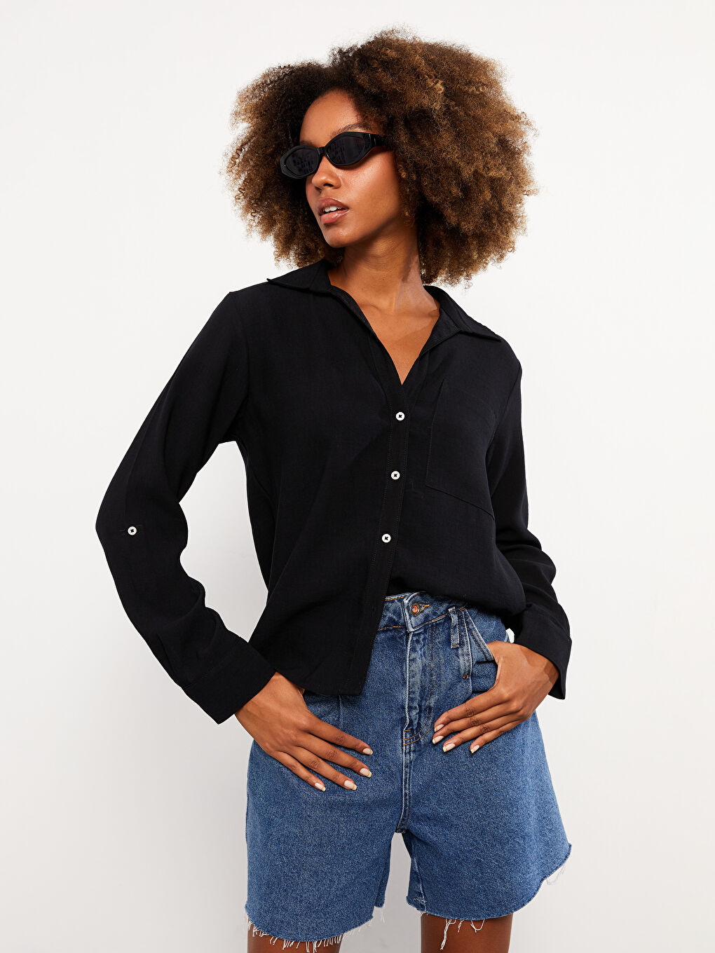 Chemise Unie à Manches Longues pour Femmes