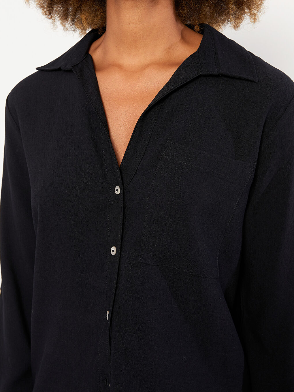 Chemise Unie à Manches Longues pour Femmes-4