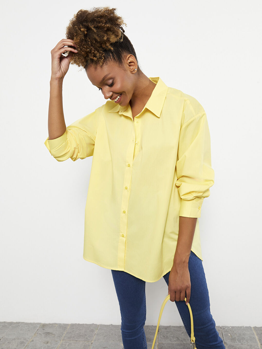 Cămașă Supradimensionată Dreaptă cu Mânecă Lungă pentru Femei