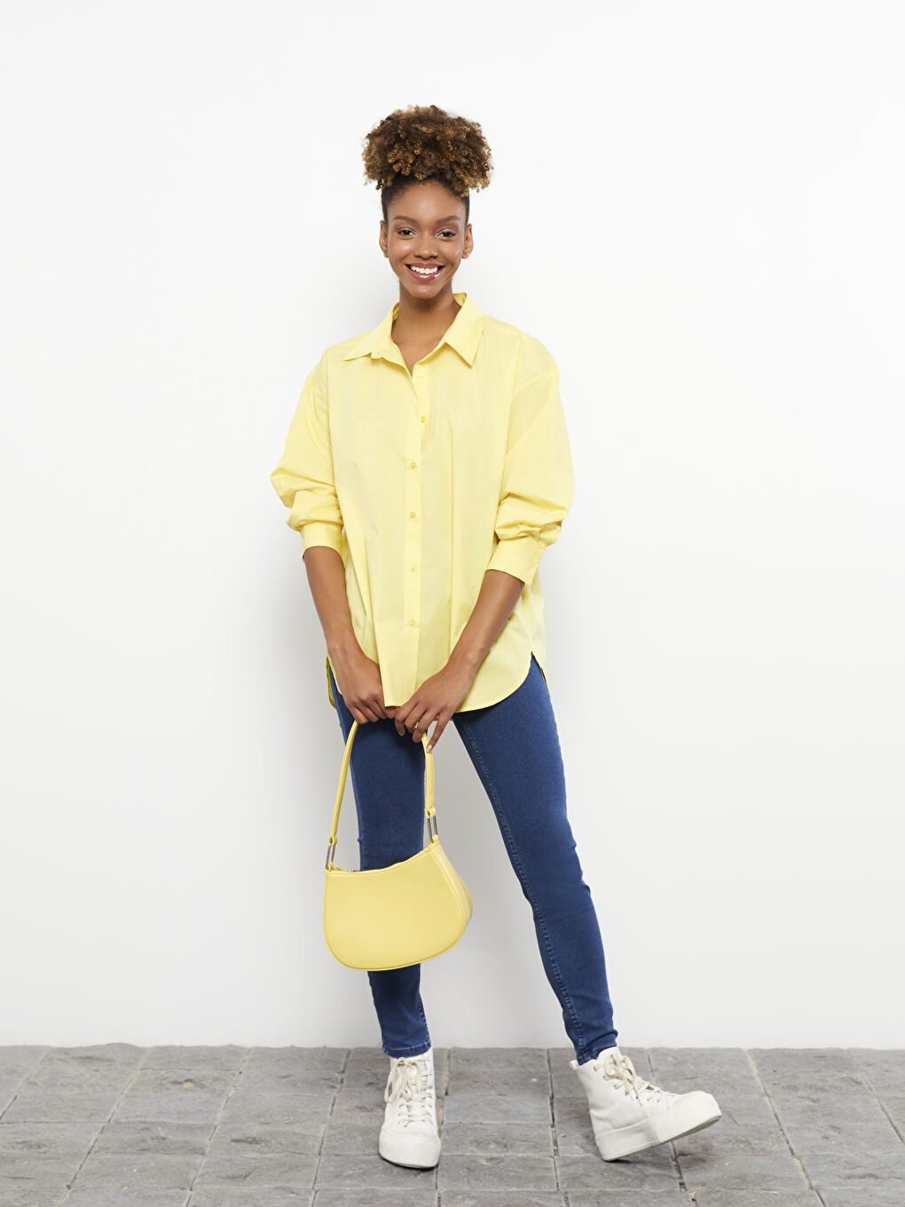 Cămașă Supradimensionată Dreaptă cu Mânecă Lungă pentru Femei-2