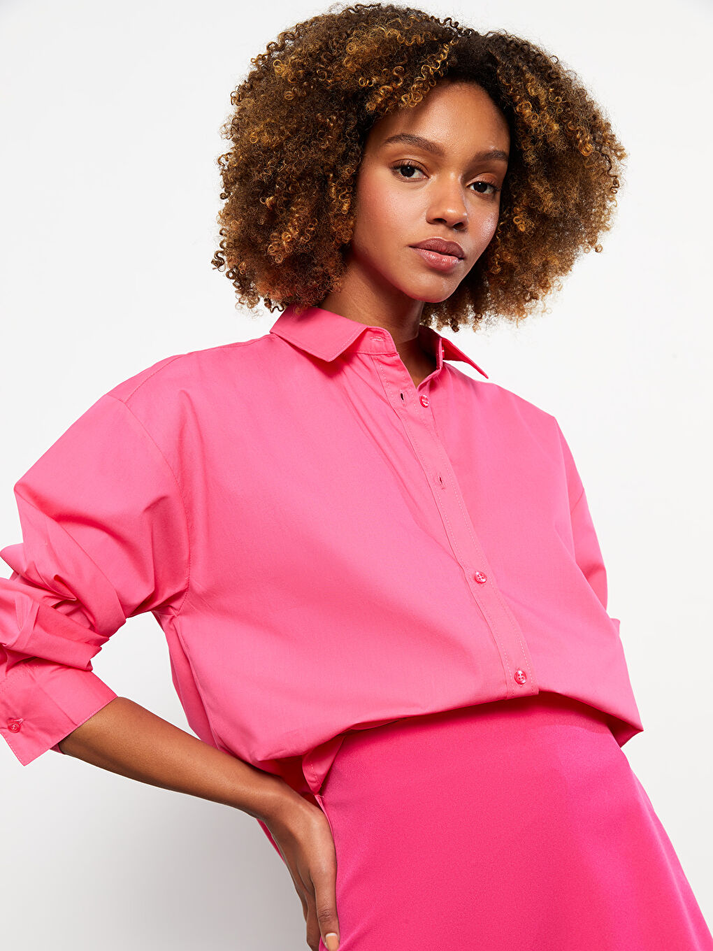 LC Waikiki Straight Long Sleeve Women's Oversize Shirt -S36593Z8-GSY