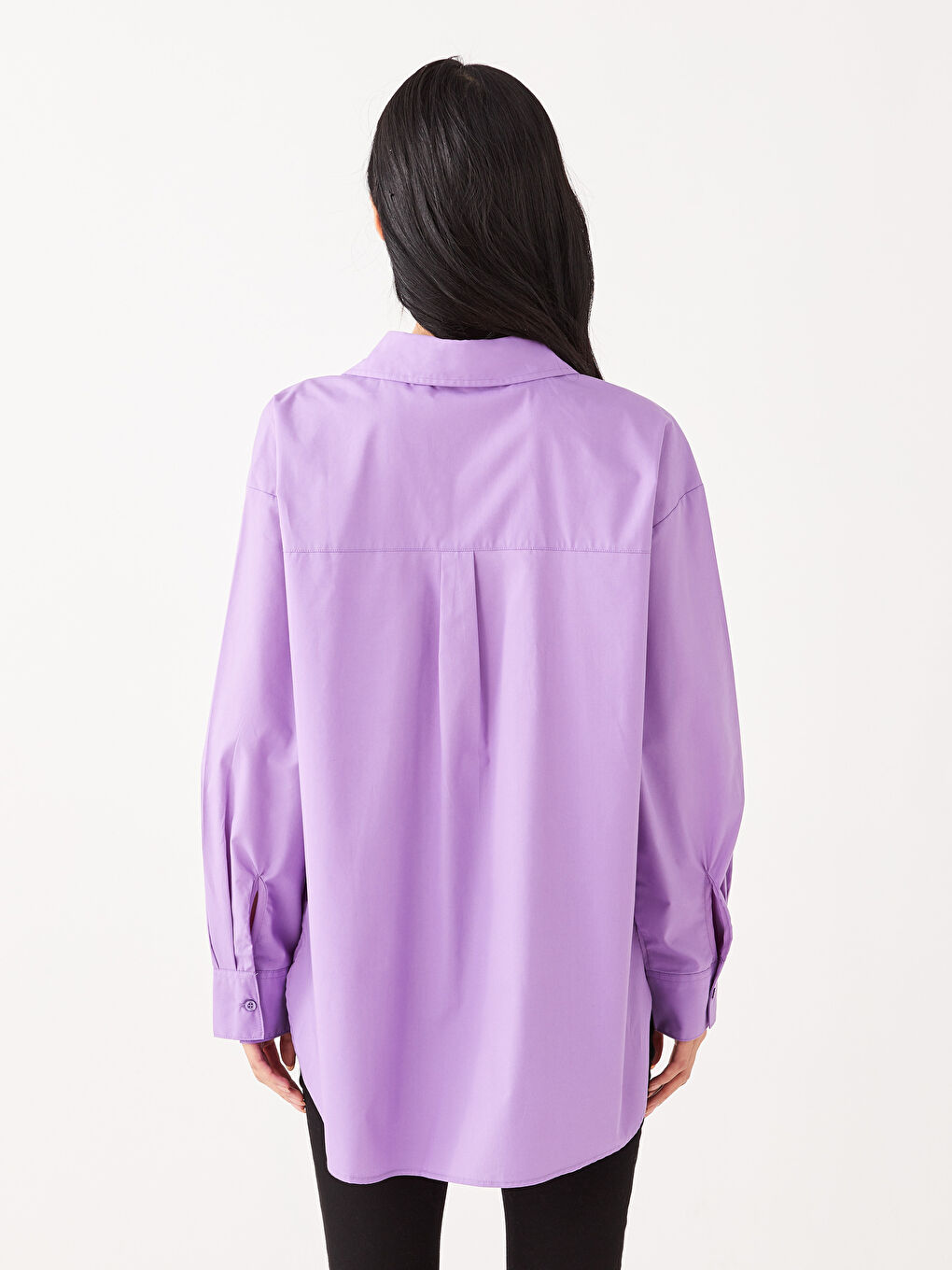 Chemise Longue Droite Surdimensionnée Pour Femmes-4