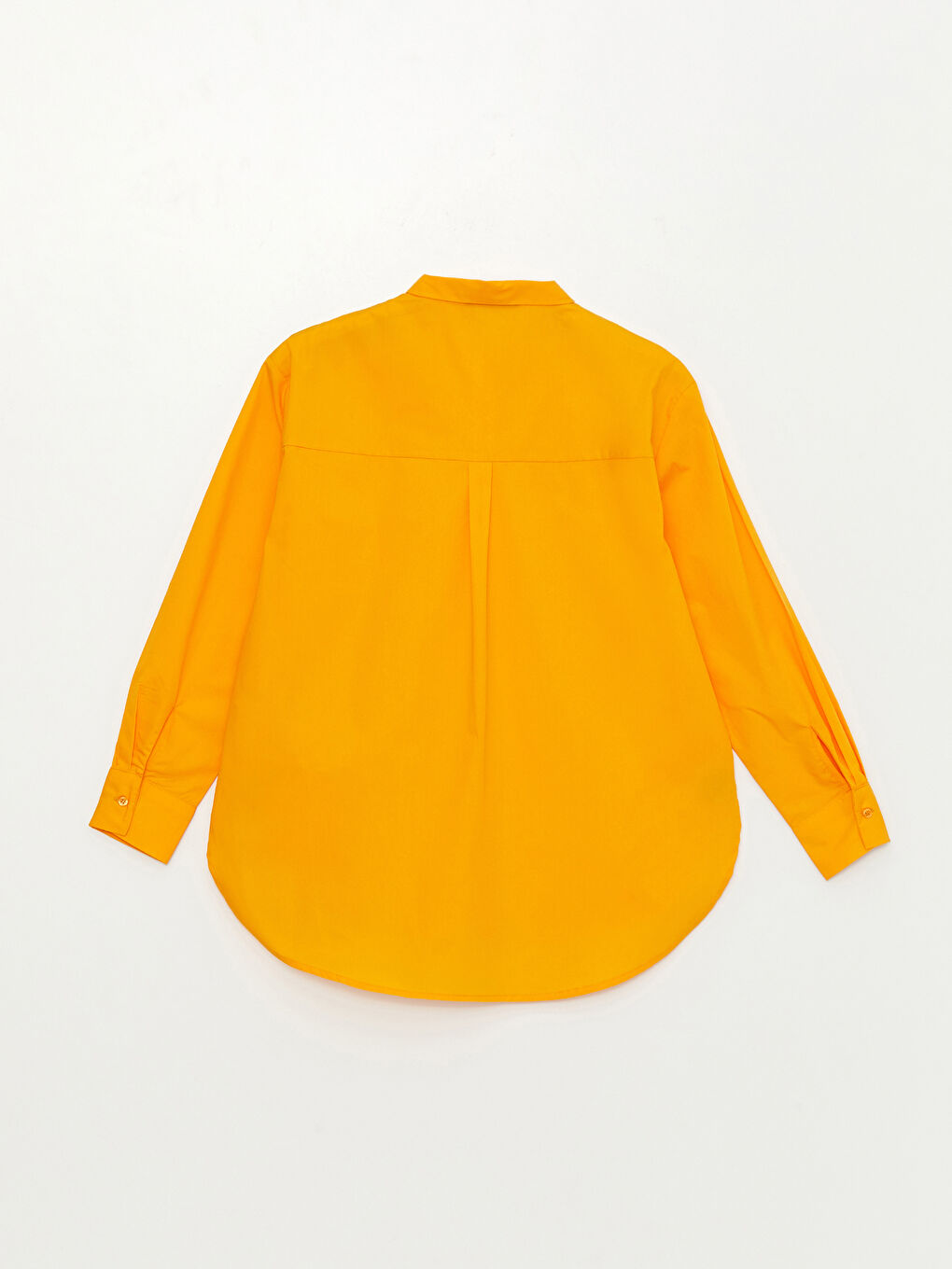 Turuncu Düz Uzun Kollu Kadın Oversize Gömlek-6