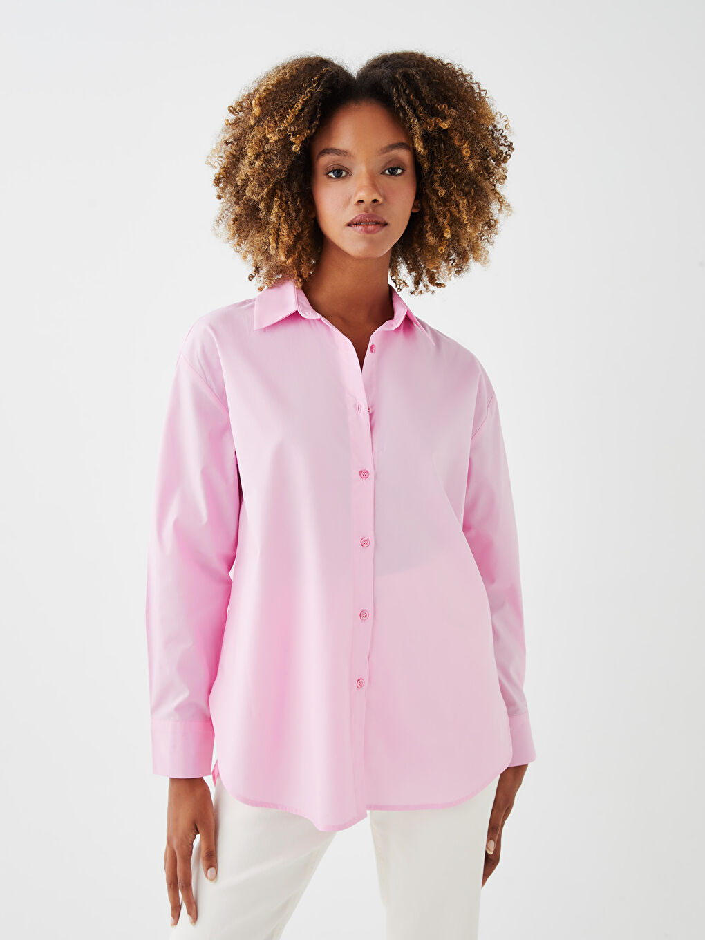 Cămașă Supradimensionată Dreaptă cu Mânecă Lungă pentru Femei-1