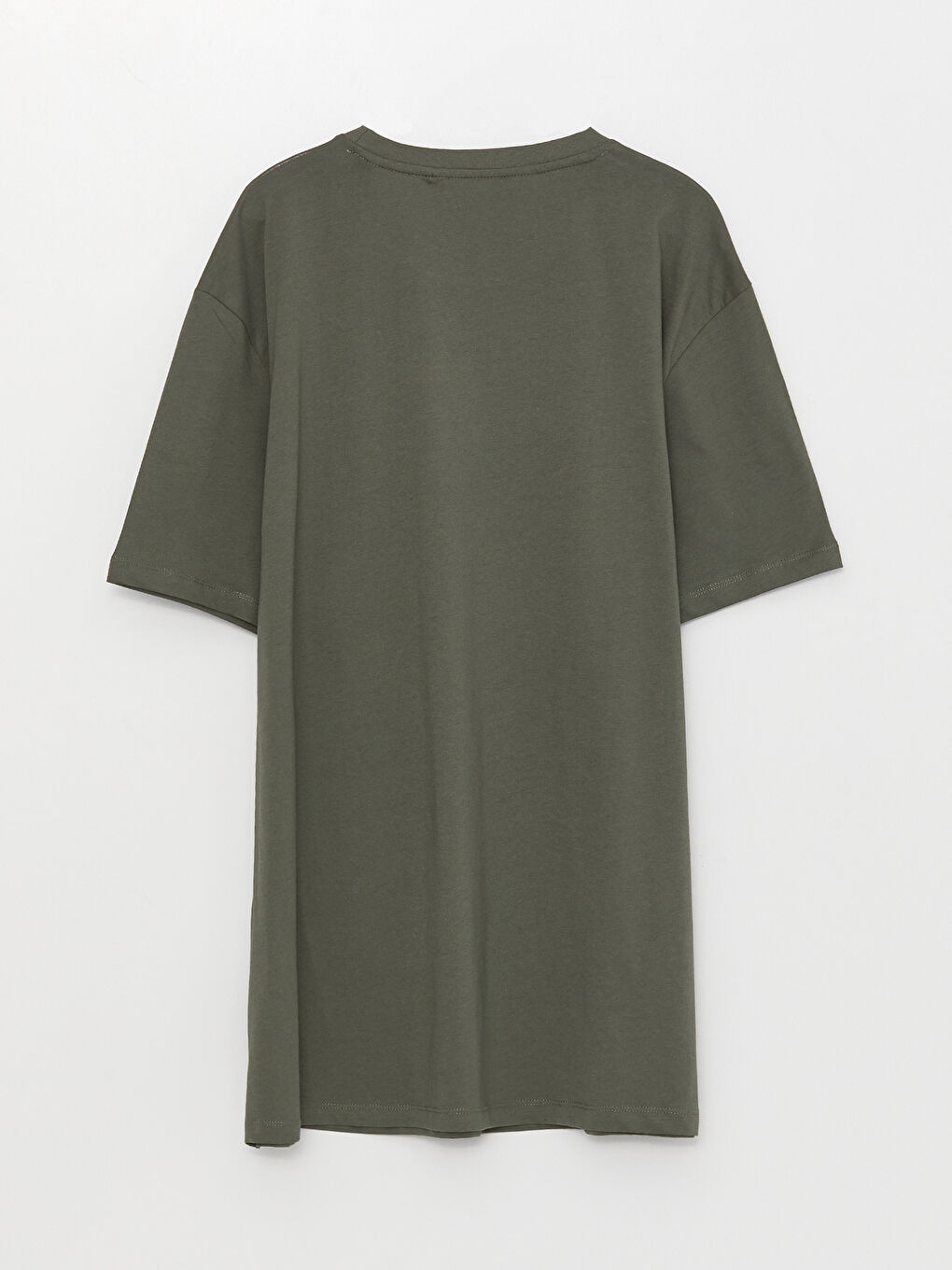 Haki Bisiklet Yaka Kısa Kollu Baskılı Penye Erkek Tişört-1