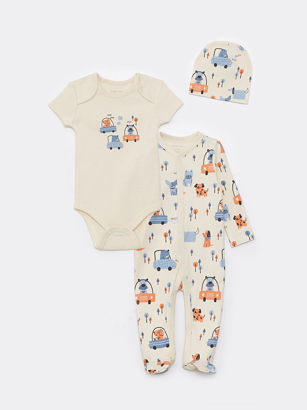 Long Sleeve Patterned Baby Boy Set of 3