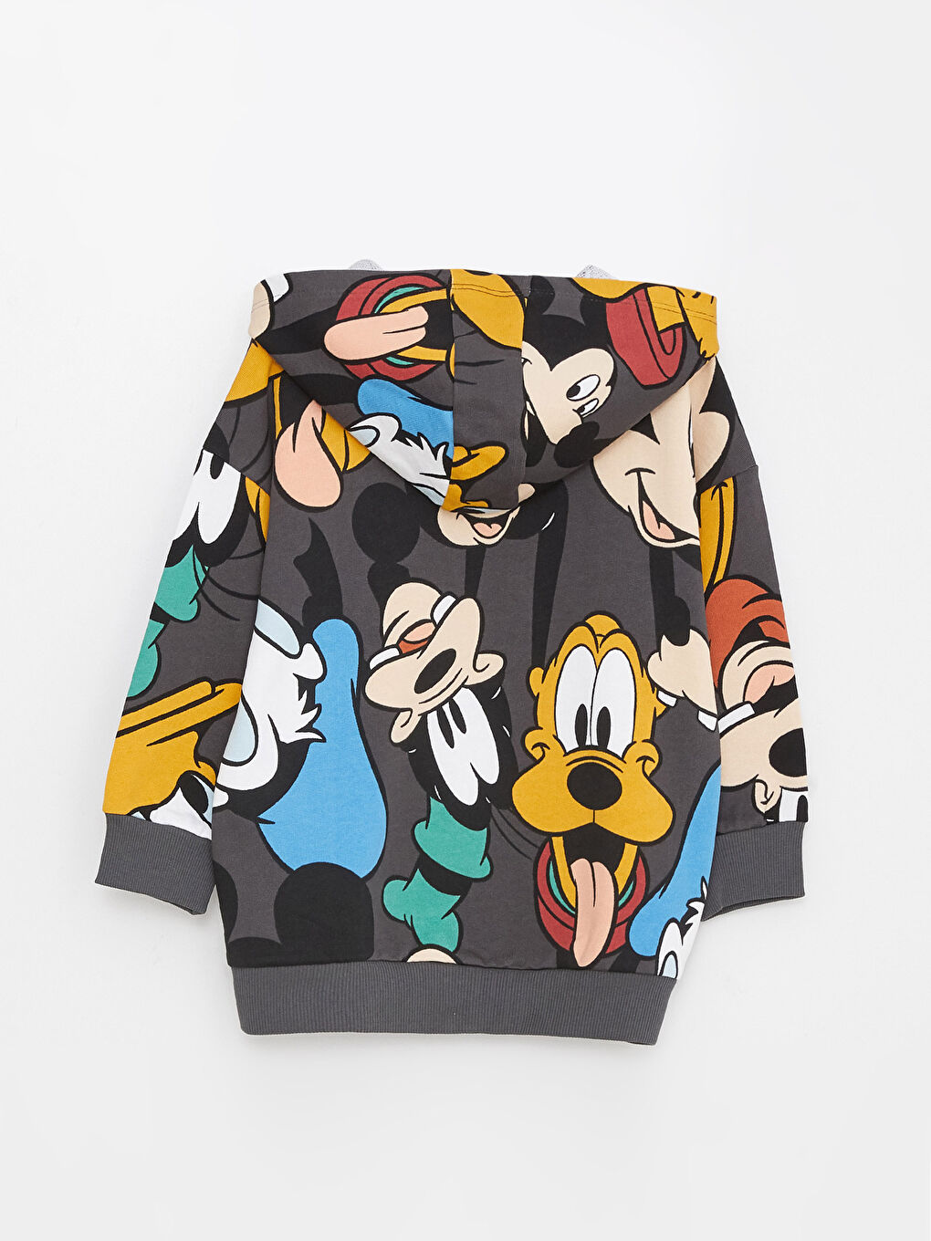 LCW baby Gri Kapüşonlu Uzun Kollu Mickey Mouse Baskılı Erkek Bebek Fermuarlı Sweatshirt - 1