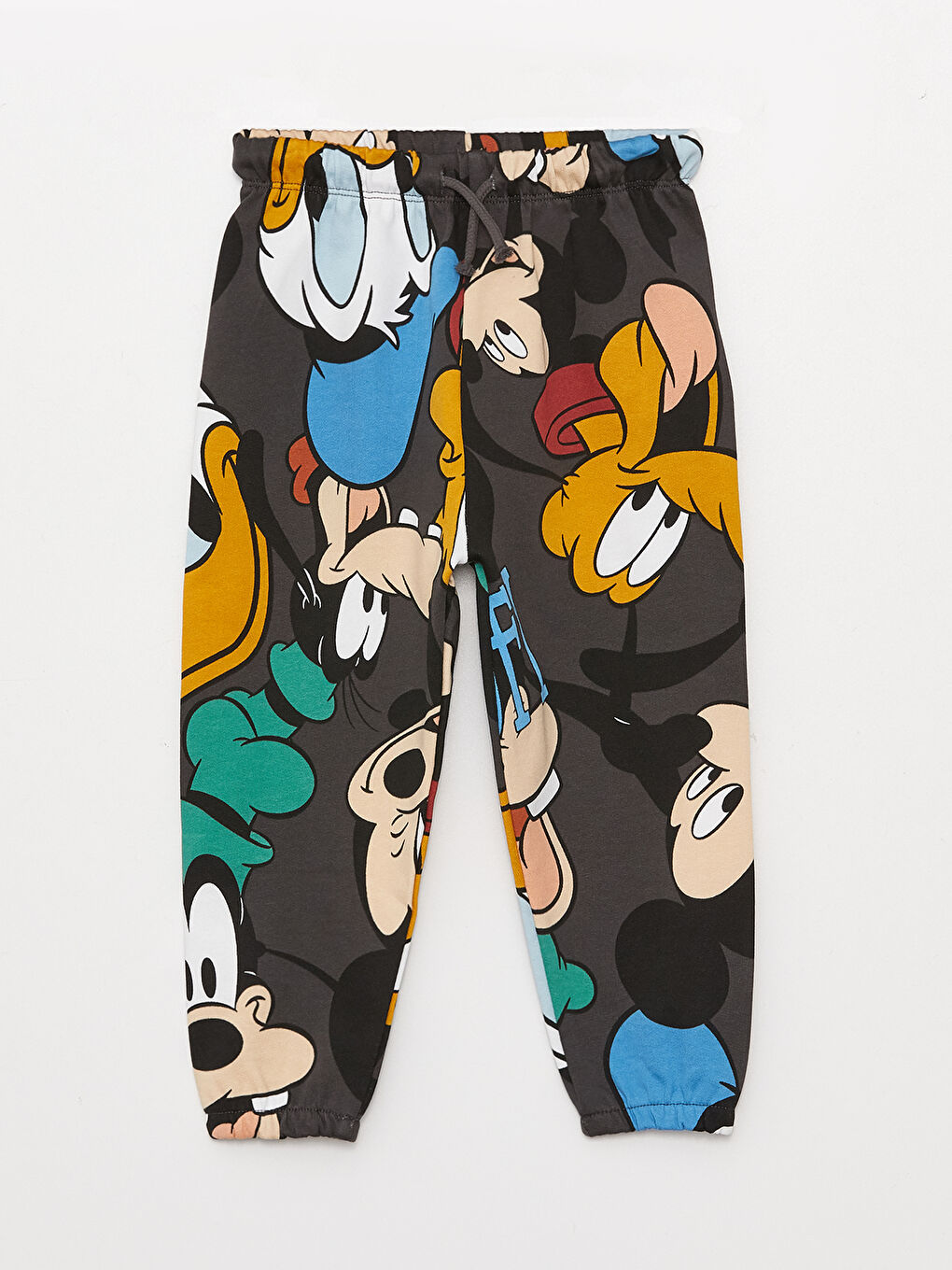 Gri Beli Lastikli Mickey Mouse ve Daffy Duck Baskılı Erkek Bebek Eşofman Alt