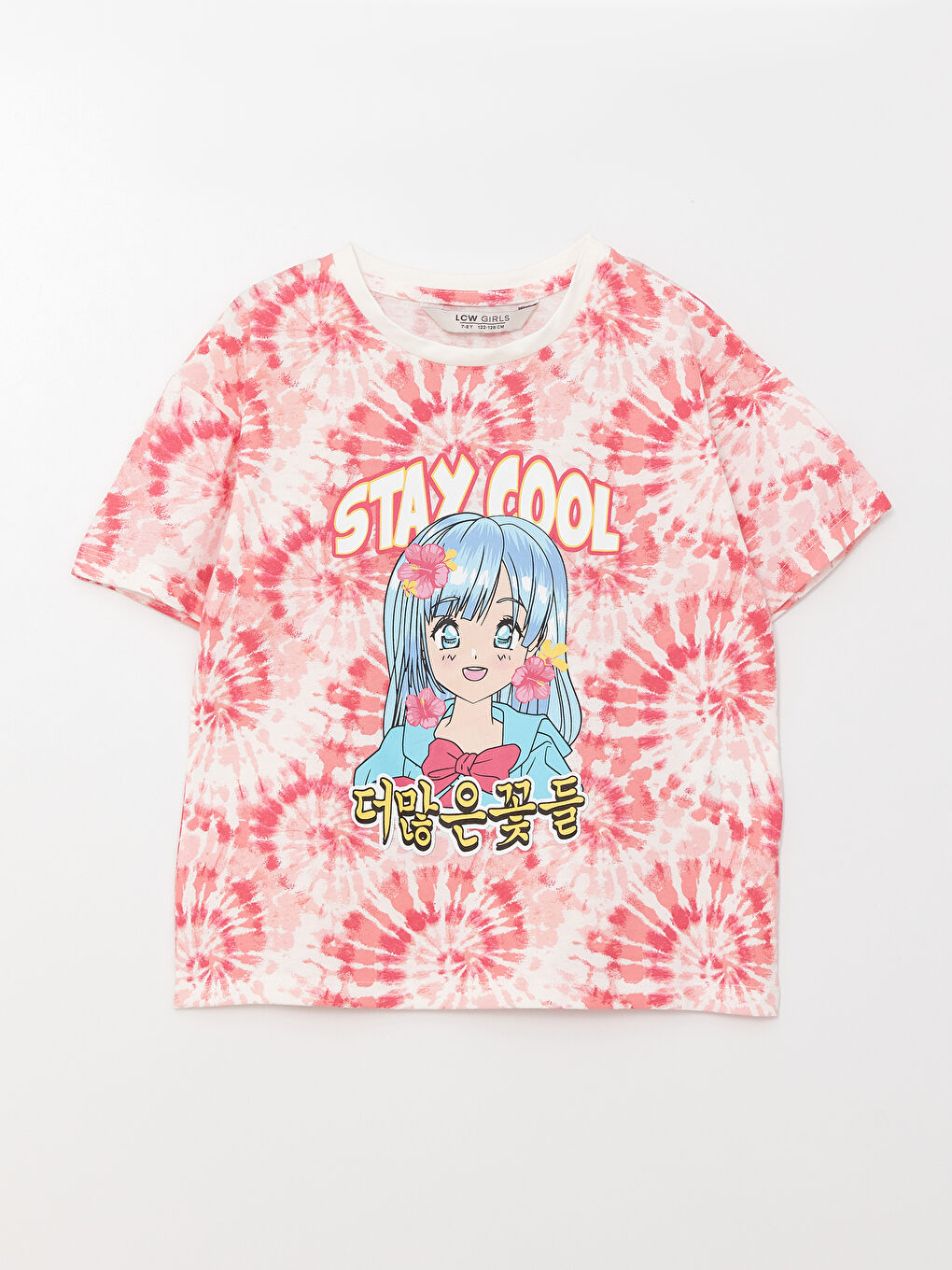 Pembe Bisiklet Yaka Baskılı Kısa Kollu Kız Çocuk Tişört