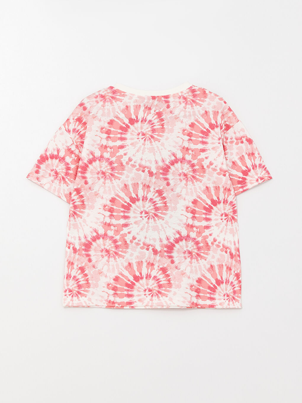 Pembe Bisiklet Yaka Baskılı Kısa Kollu Kız Çocuk Tişört-1