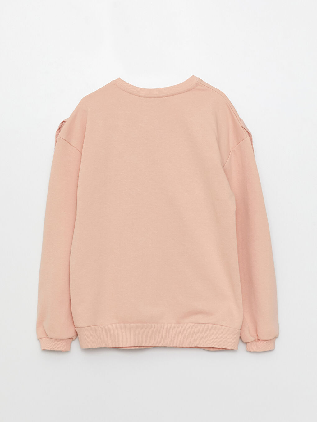 LCW Kids Crew Neck Ruffle Scalloped Detailed Long Sleeve Girl Sweatshirt -S36655Z4-GAF