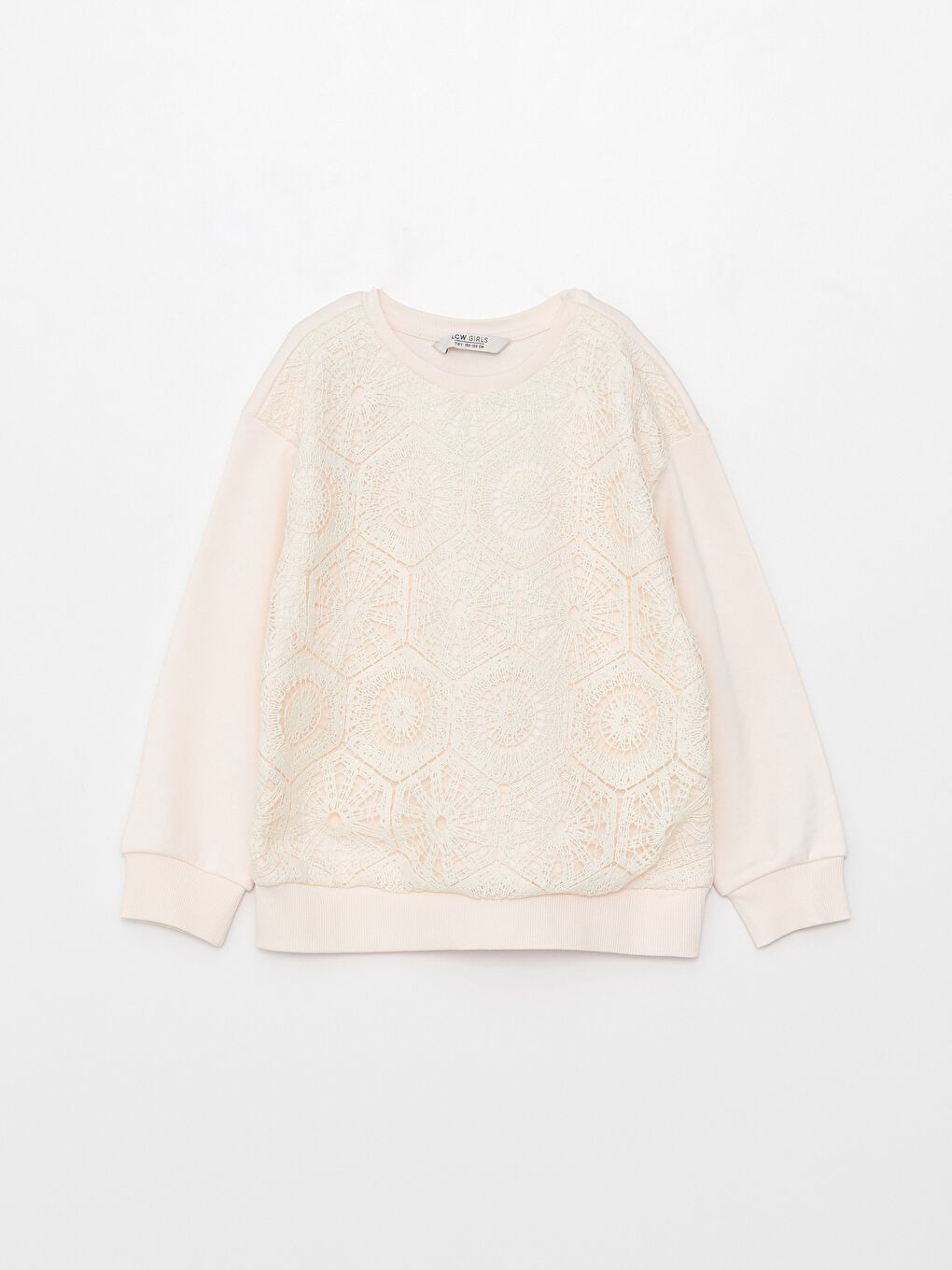 LCW Kids Bisiklet Yaka Dantel Detaylı Uzun Kollu Kız Çocuk Sweatshirt -S36657Z4-FDY