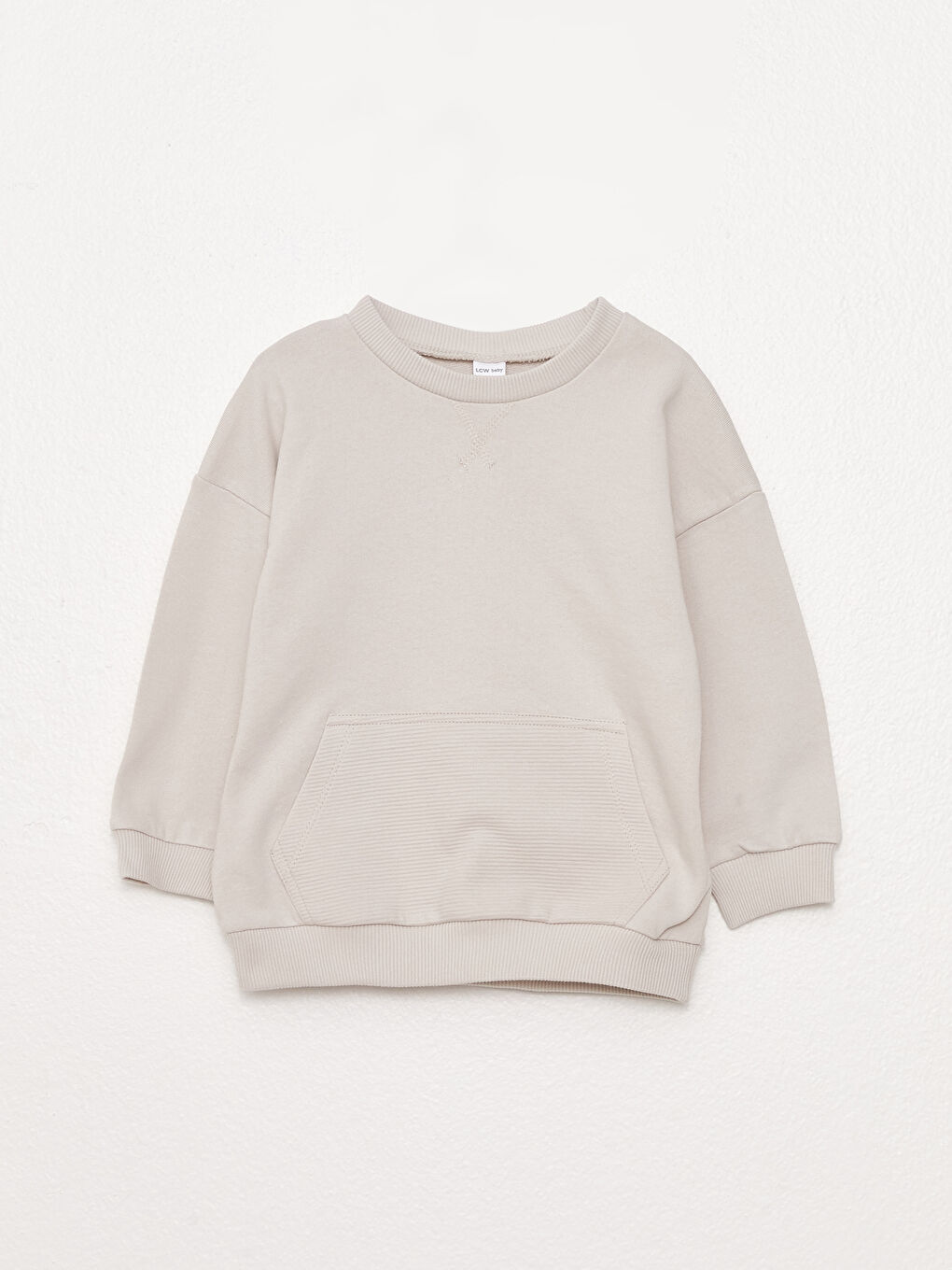 Gri Bisiklet Yaka Uzun Kollu Erkek Bebek Sweatshirt