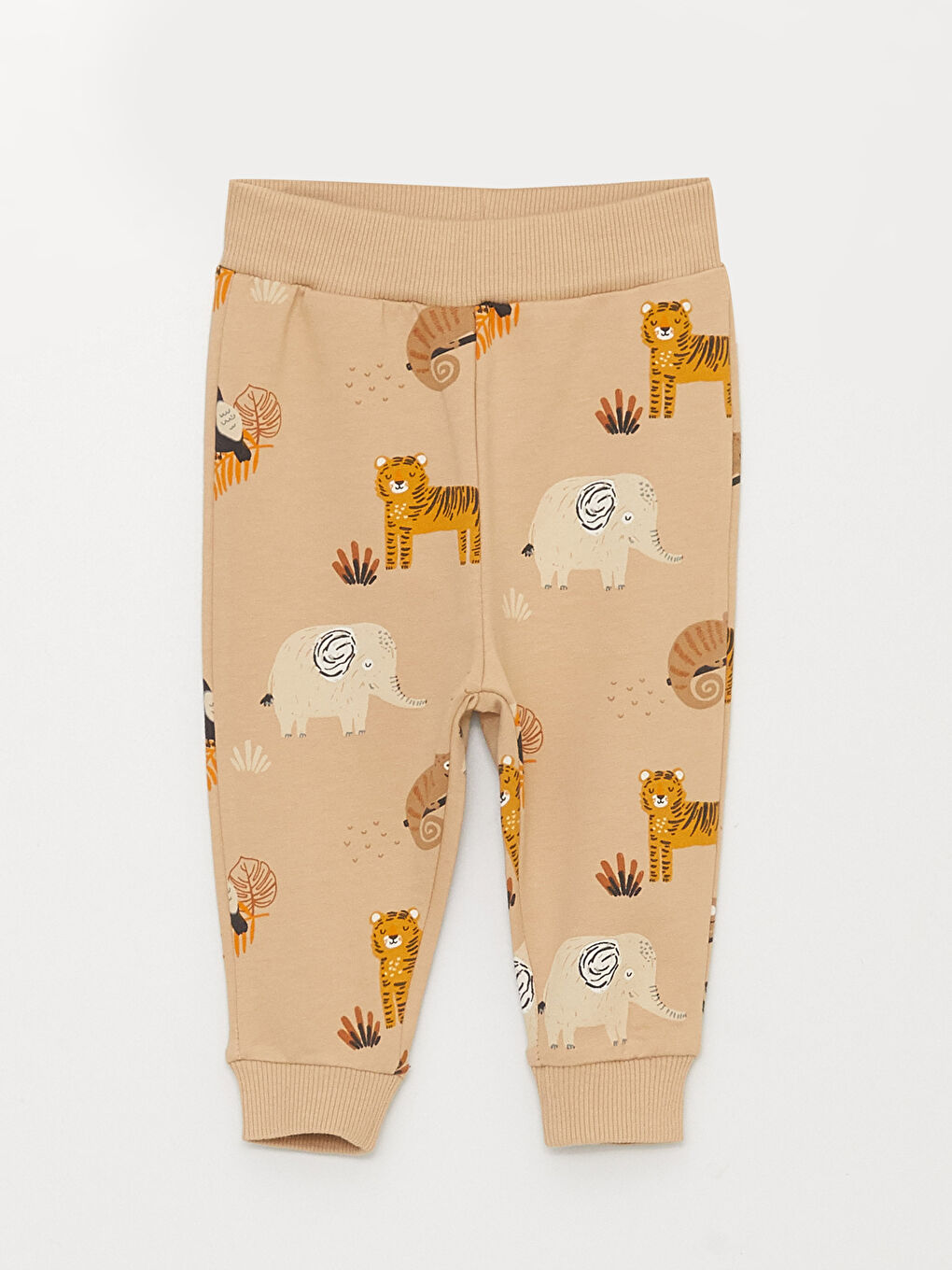 Bej Bisiklet Yaka Baskılı Erkek Bebek Sweatshirt ve Eşofman Altı-2