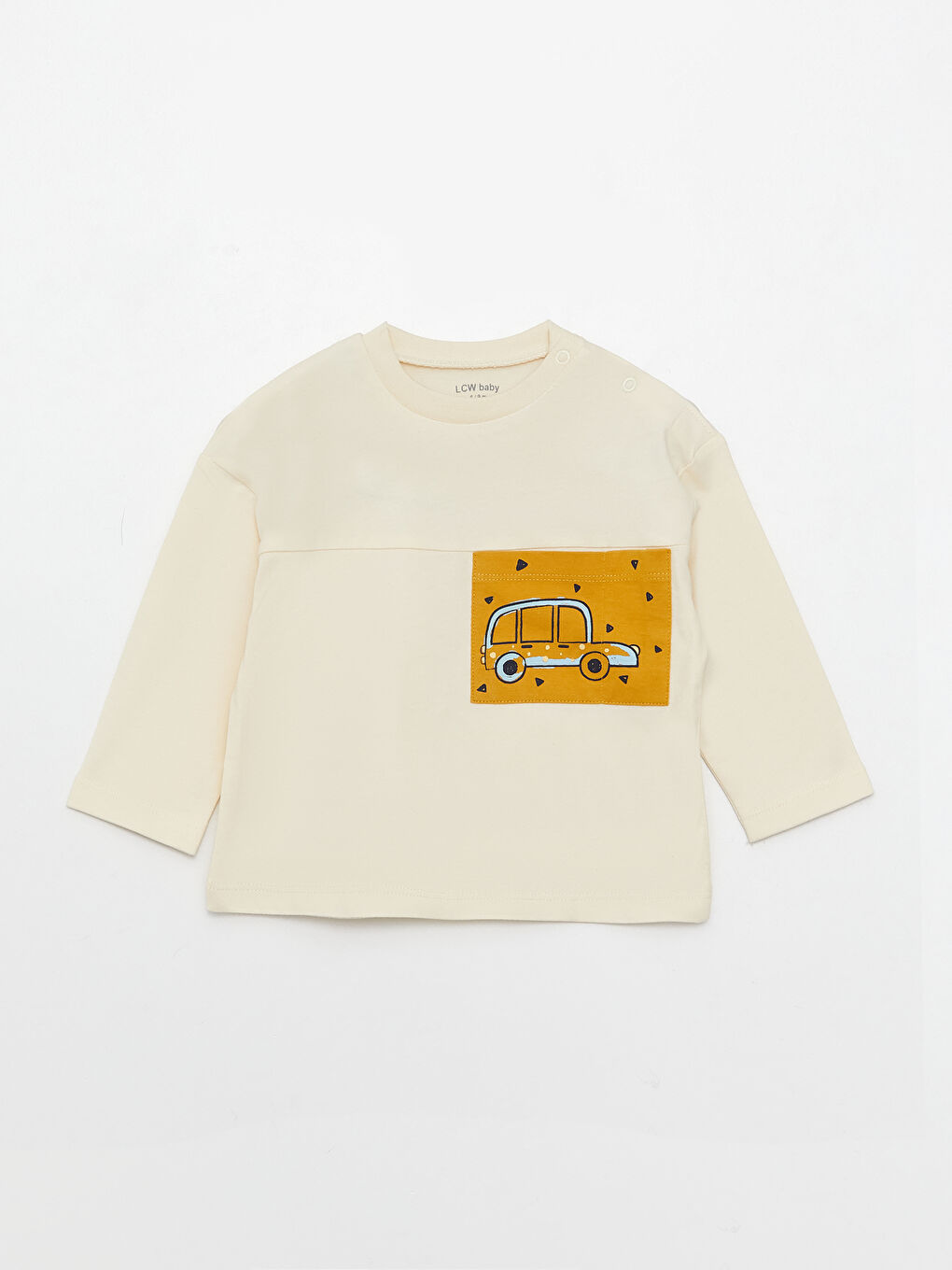 طقم تيشيرت كم طويل بياقة دائرية مطبوع للأولاد الرضع مع بنطلون - مجموعة من قطعتين-1