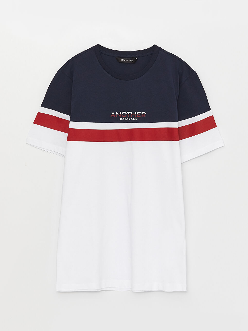 تيشيرت ياقة دائرية كم قصير بلوك الألوان جيرسي للرجال-5