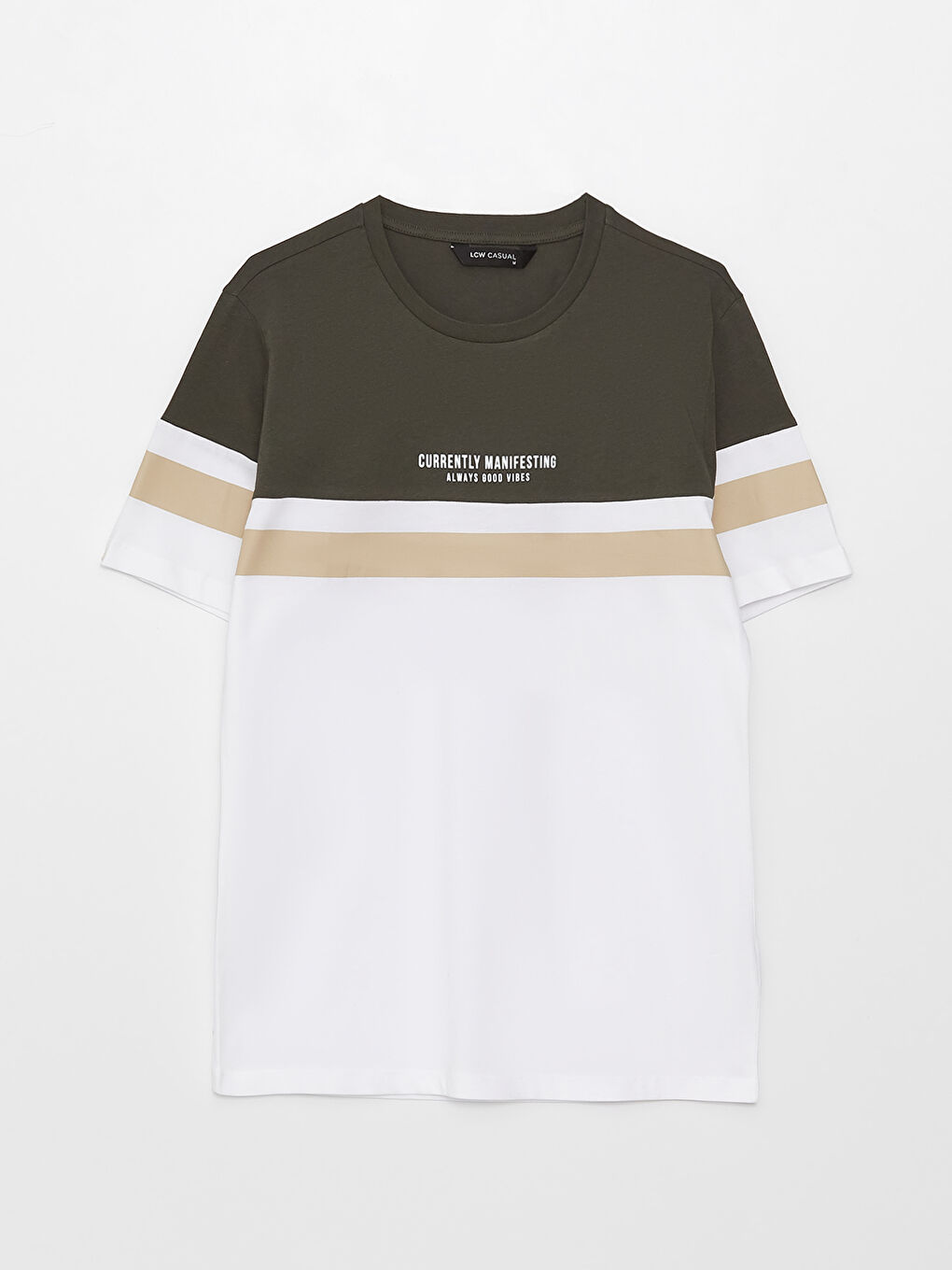 تيشيرت ياقة دائرية كم قصير بلوك الألوان جيرسي للرجال-5