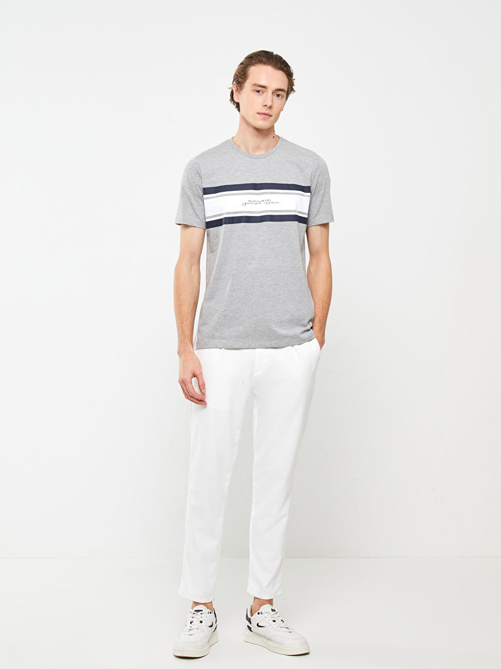 Crew Neck Short Sleeve Printed Combed Cotton Men's T-shirt-3