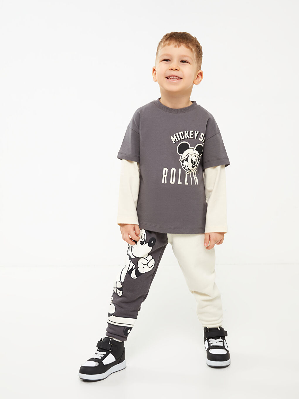 Mickey Mouse Printed Baby Boy Tracksuit Bottom With Elastic Waist -S36721Z1-H0H