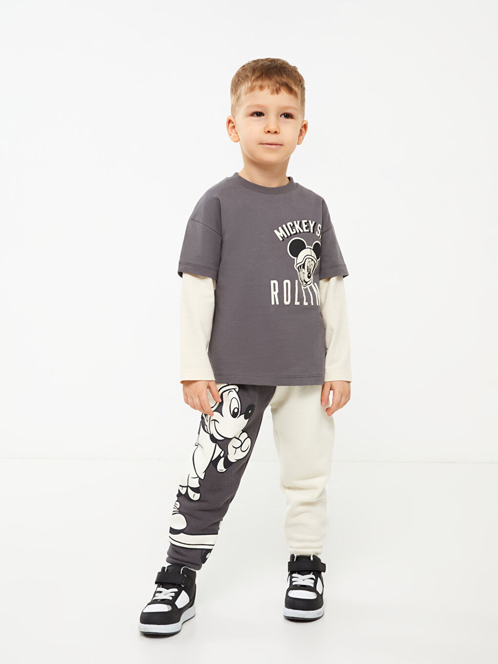 Mickey Mouse Printed Baby Boy Tracksuit Bottom With Elastic Waist -S36721Z1-H0H
