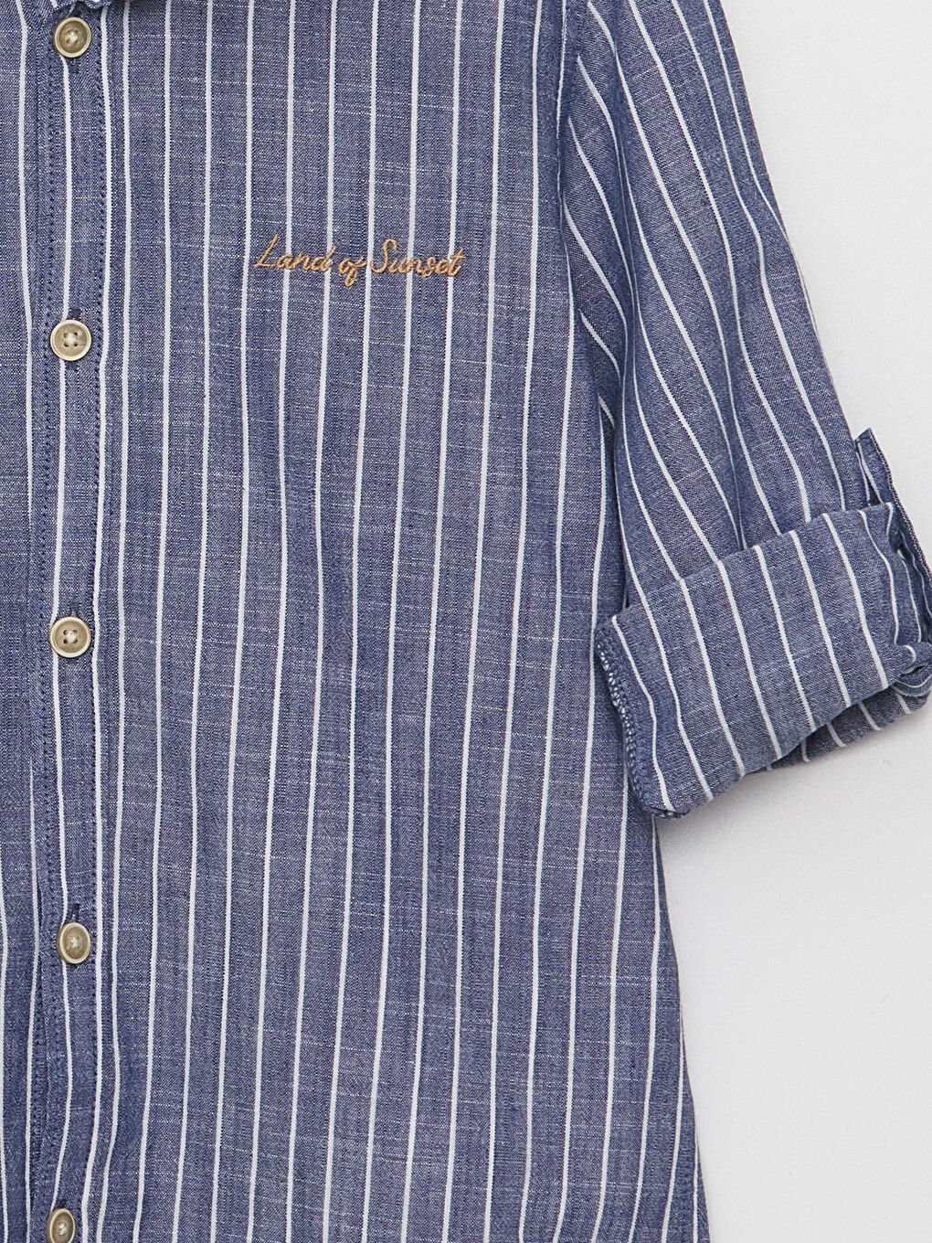 Mavi Çizgili Uzun Kollu Erkek Çocuk Gömlek-2
