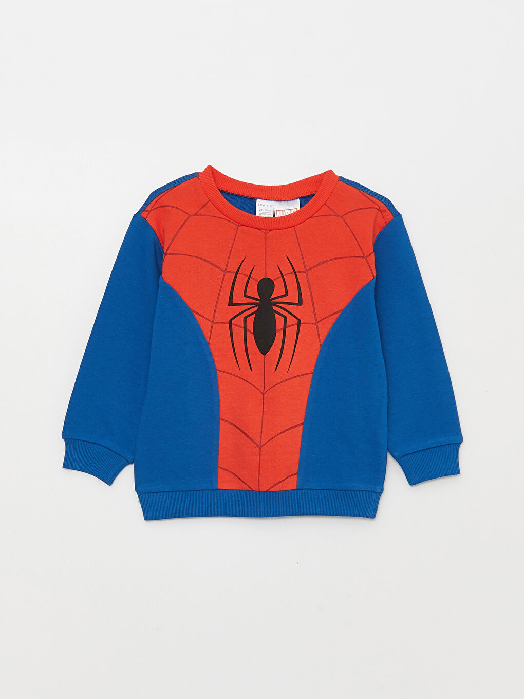 Mavi Bisiklet Yaka Uzun Kollu Spider-Man Baskılı Erkek Bebek Sweatshirt ve Eşofman Alt 2'li Takım-3