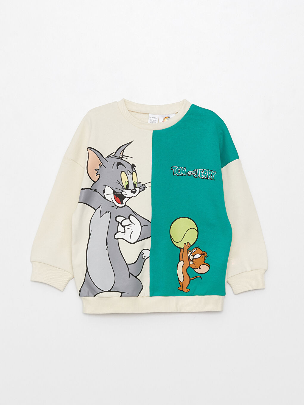 LCW baby Crew Neck Long Sleeved Tom and Jerry Printed Baby Boy Sweatshirt and Jogger Tracksuit Bottom 2-Pack Set -S36731Z1-QVK