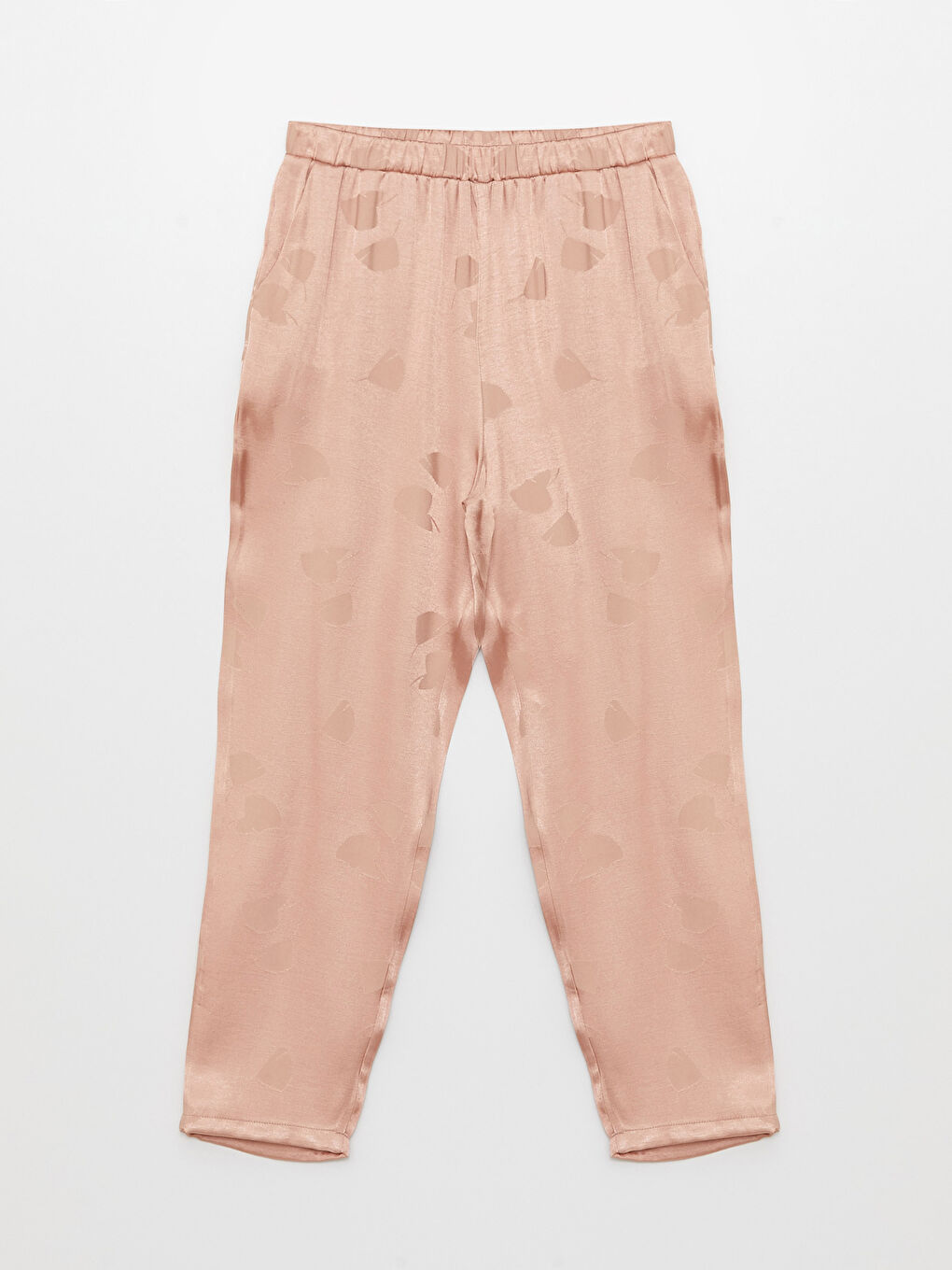 Pembe Gömlek Yaka Desenli Kısa Kollu Saten Kadın Pijama Takımı-10