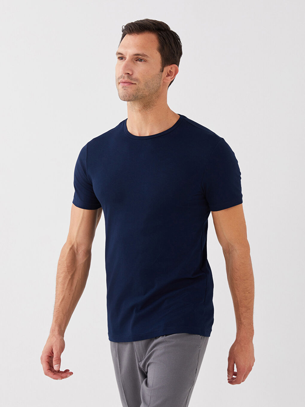 Tricou pentru Bărbați din Jerseu cu Guler Rotund-2