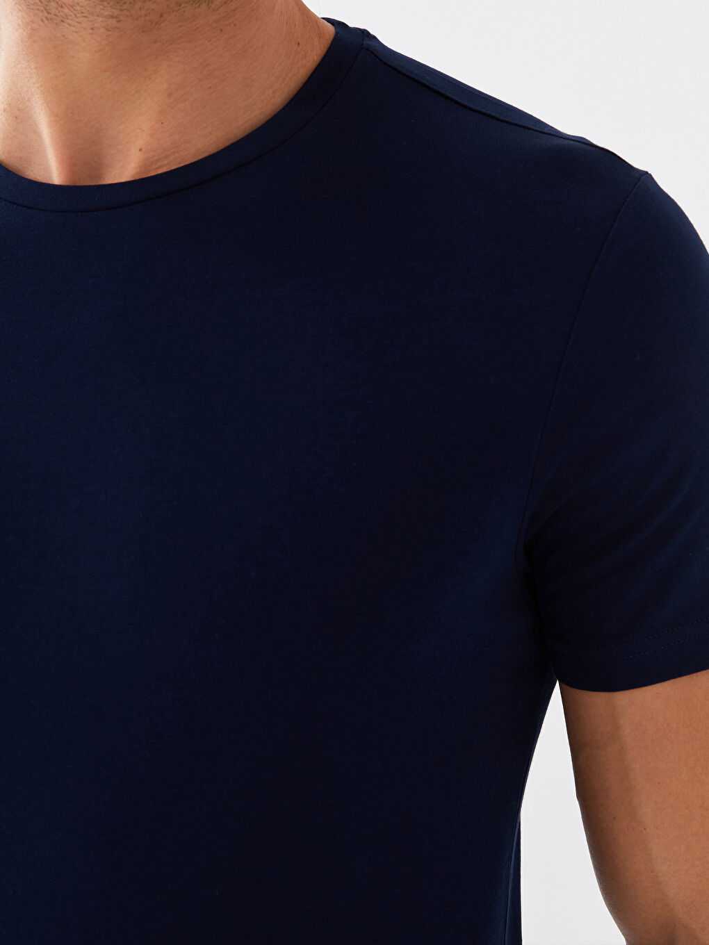 Tricou pentru Bărbați din Jerseu cu Guler Rotund-3