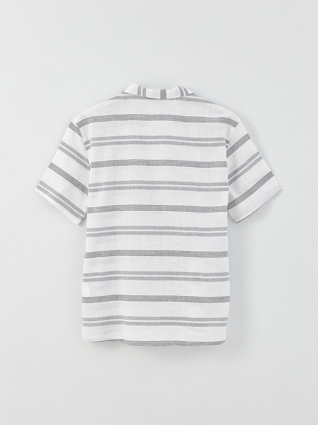 Siyah Regular Fit Kısa Kollu Çizgili Erkek Gömlek-6